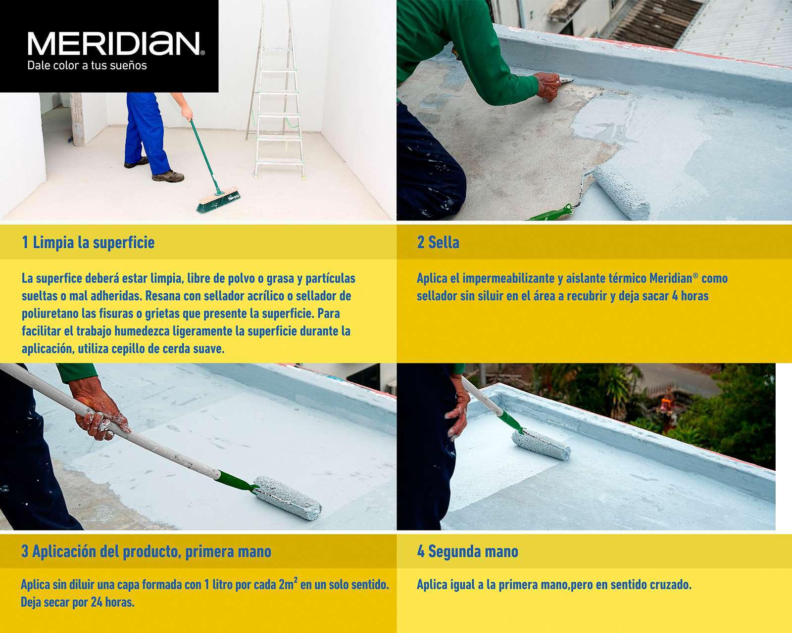 Foto 5 pulgar | Impermeabilizante Meridian Base Agua Blanco 19 l