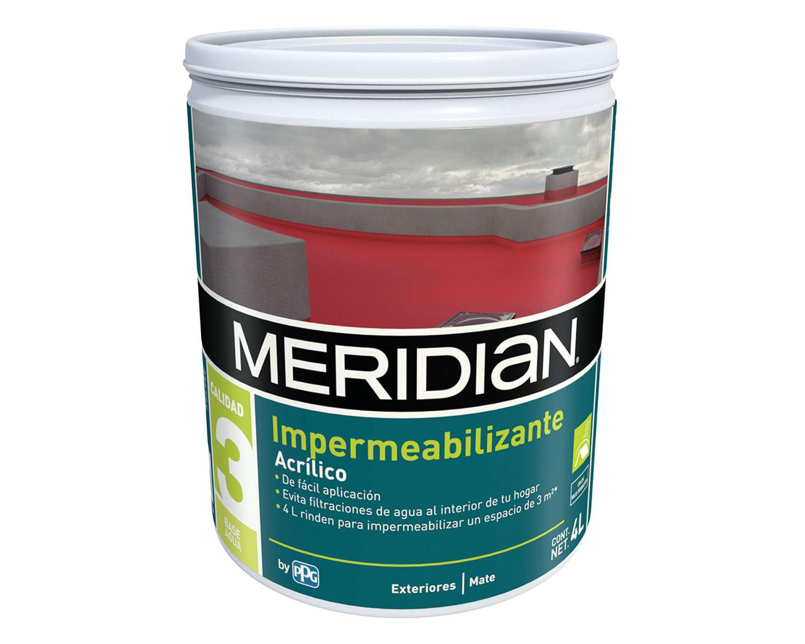 Foto 2 pulgar | Impermeabilizante y Aislante Térmico Meridian Terracota 4 L
