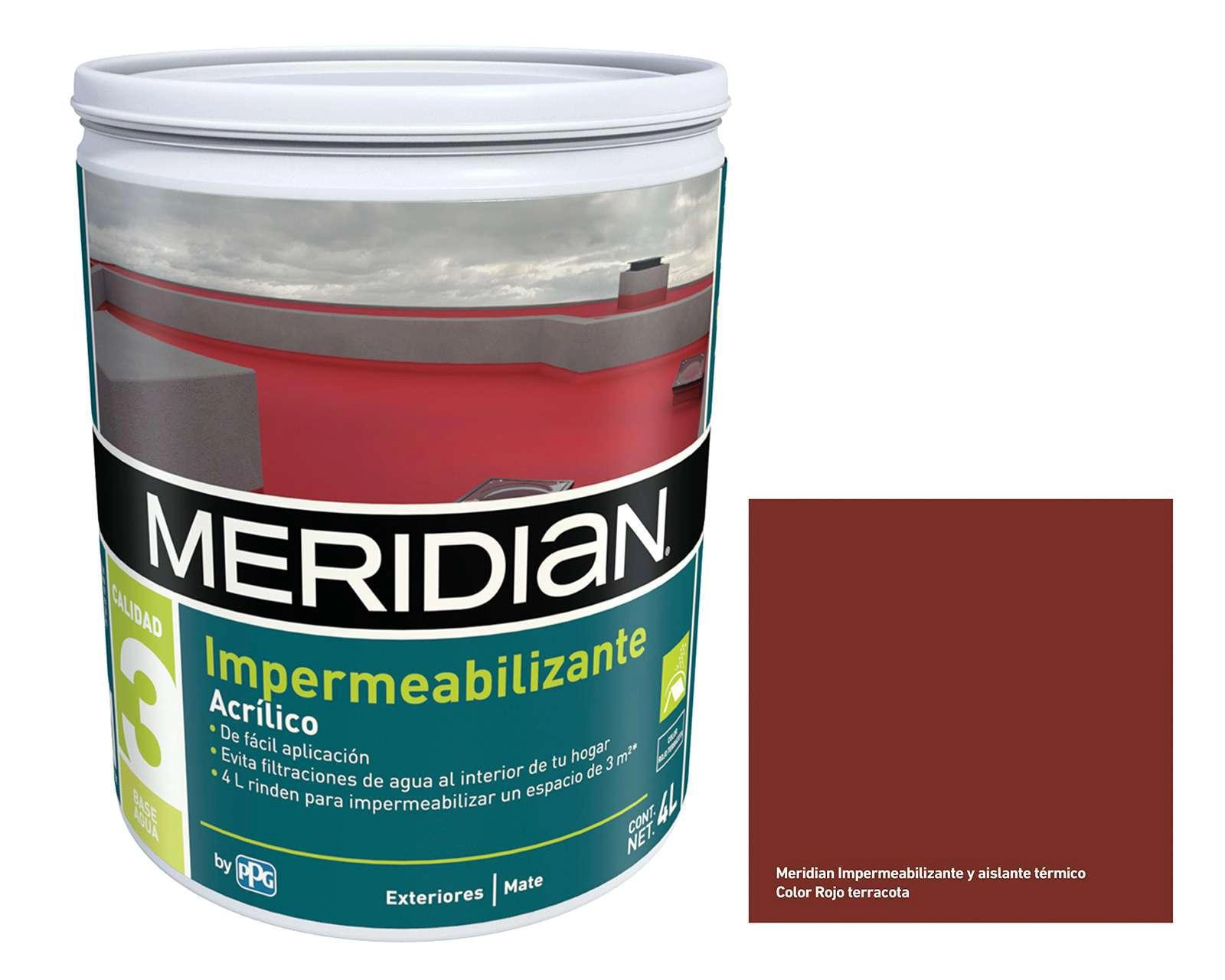 Foto 4 pulgar | Impermeabilizante y Aislante Térmico Meridian Terracota 4 L