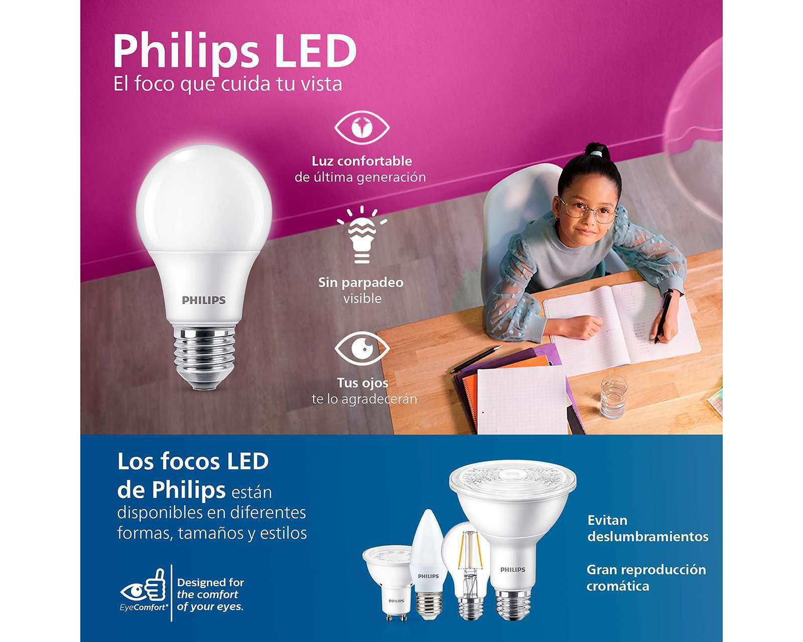 Foto 7 pulgar | Focos LED Philips 14 W Luz Cálida 3 Piezas