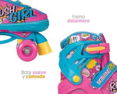 Foto 4 | Patines Flying Wheel Quads Rush QSBFWG color Rosa/Azul Talla 19 - 22