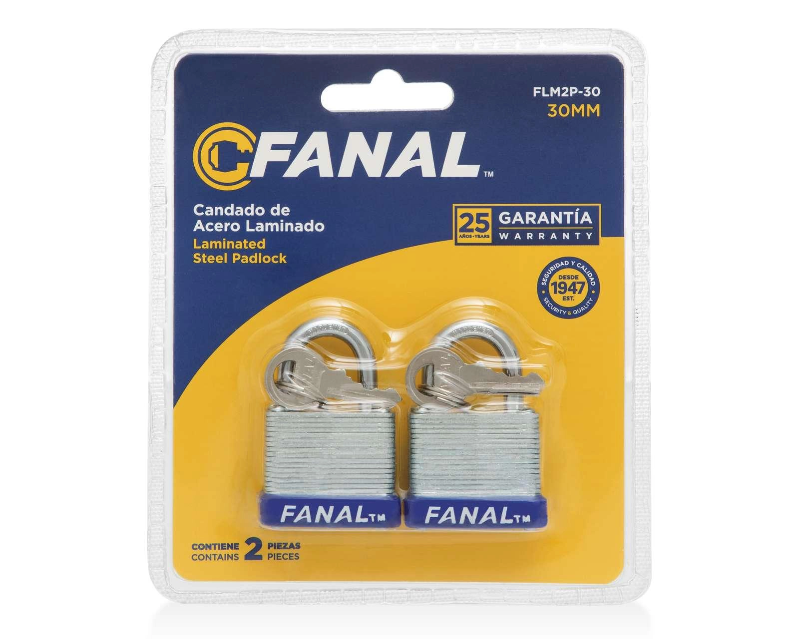 Candado Fanal para Exterior Gris 2 Piezas 30 mm