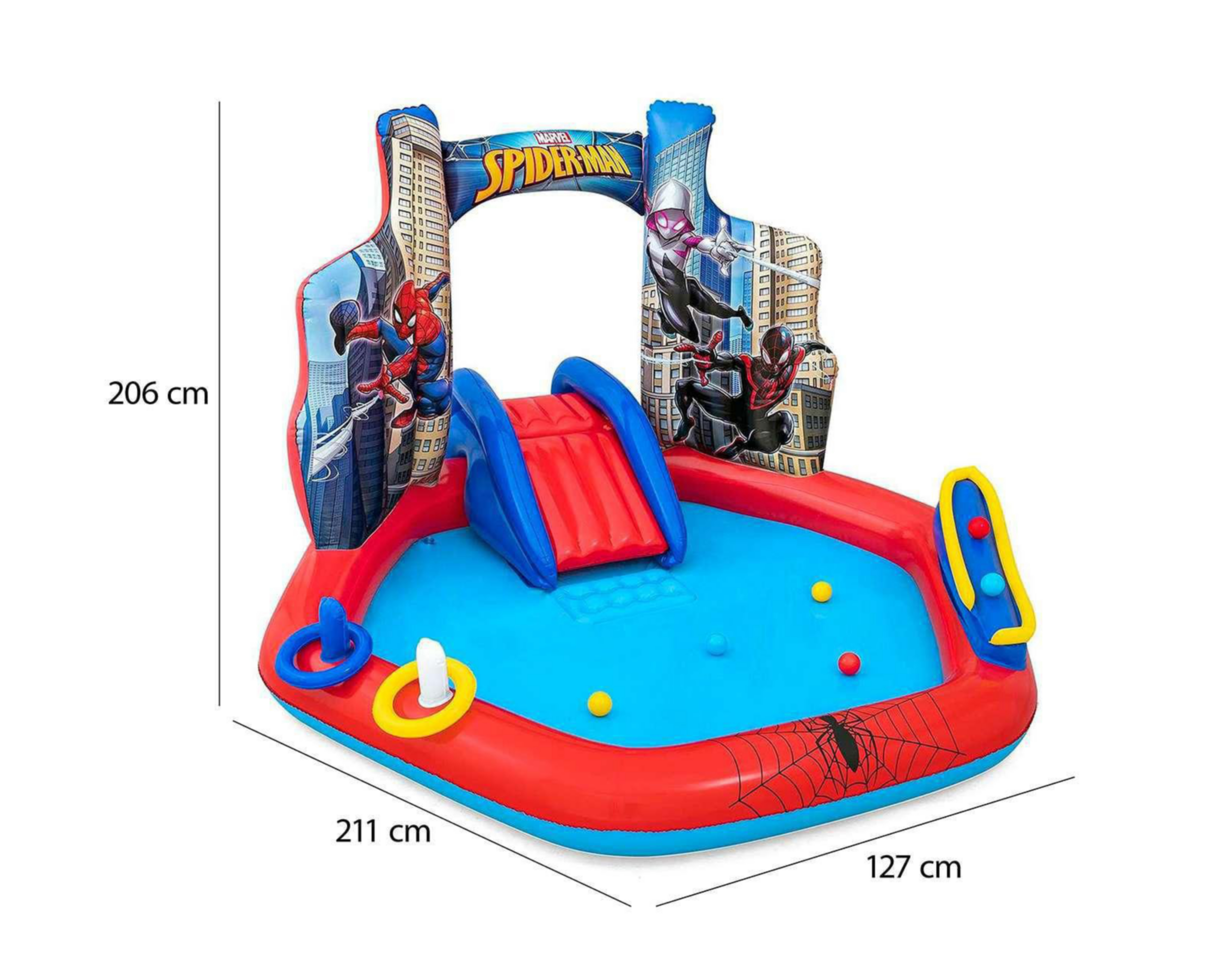 Foto 10 pulgar | Alberca Infantil Bestway Spider-Man 165 L 206 x 211 x 127 cm