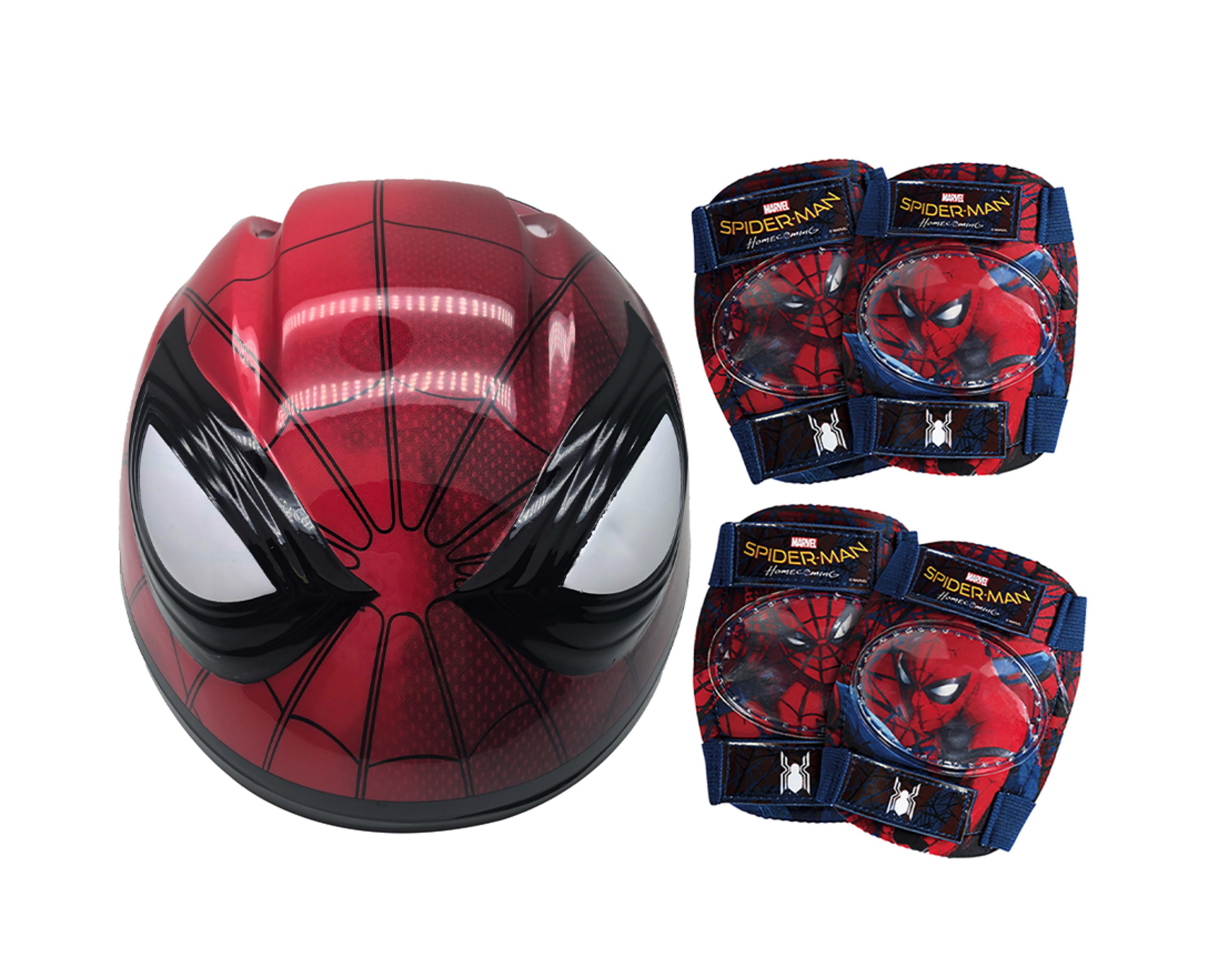 Foto 2 pulgar | Casco y Rodilleras Flying Wheel Spiderman 5 Piezas