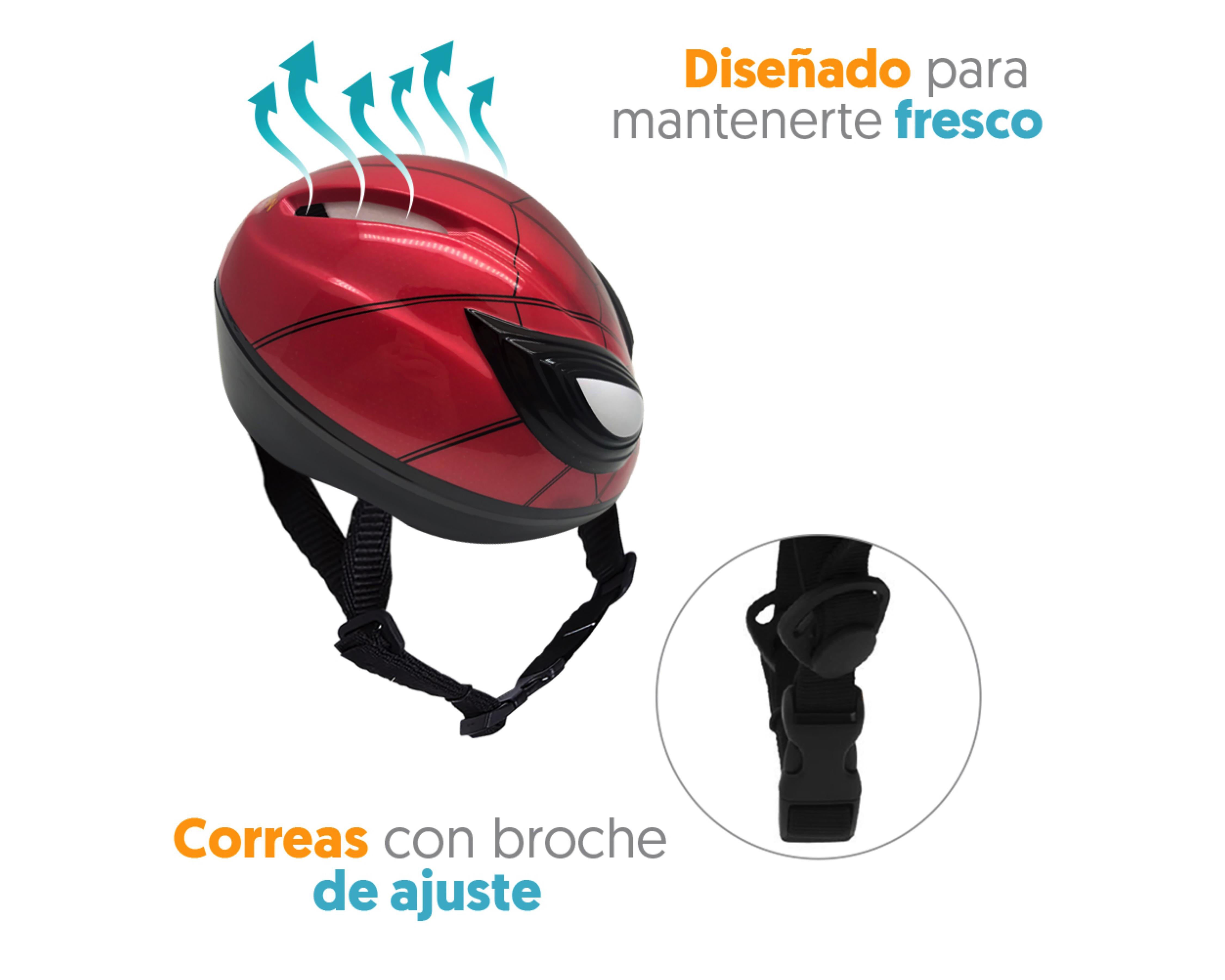 Foto 3 pulgar | Casco y Rodilleras Flying Wheel Spiderman 5 Piezas