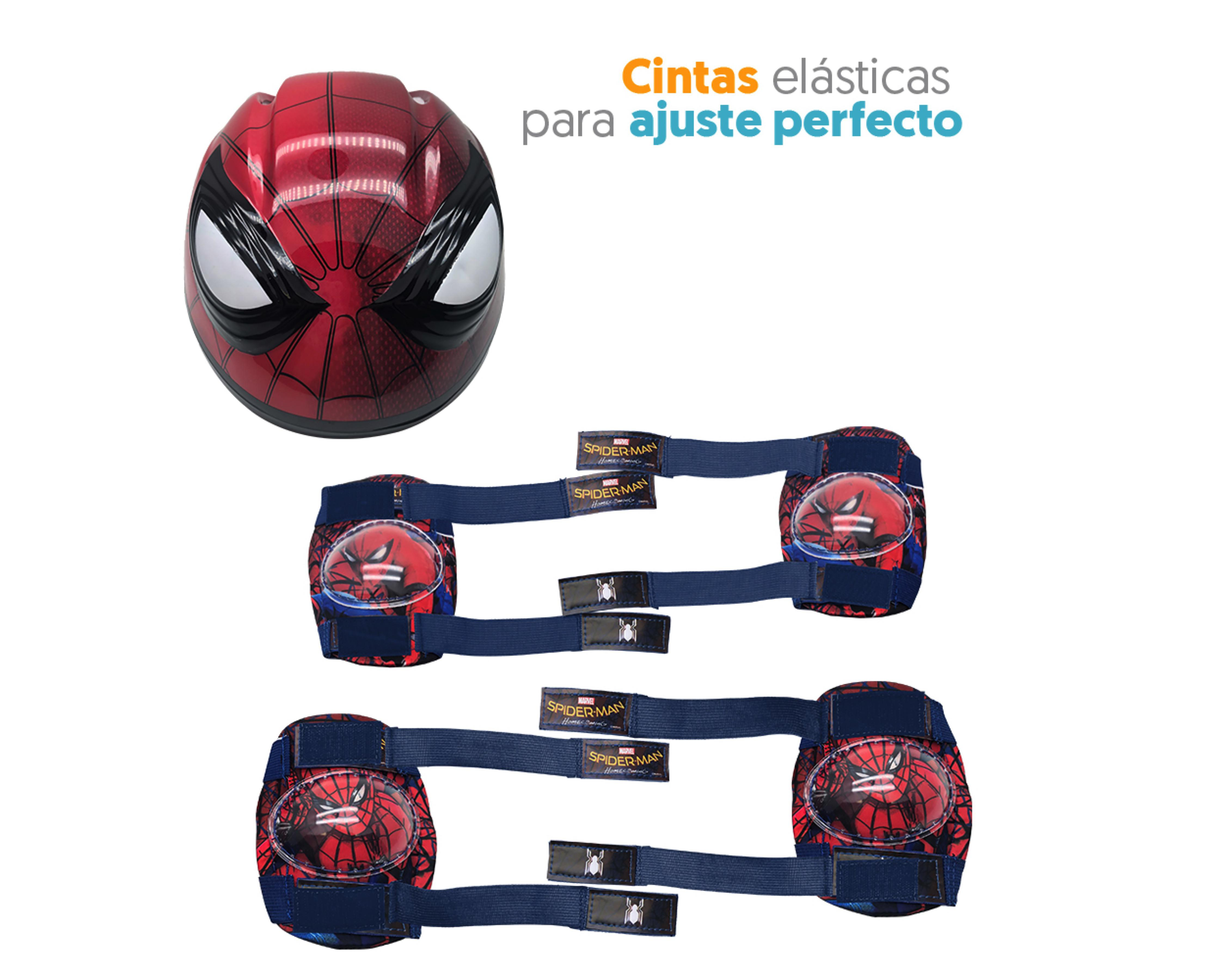 Foto 4 pulgar | Casco y Rodilleras Flying Wheel Spiderman 5 Piezas