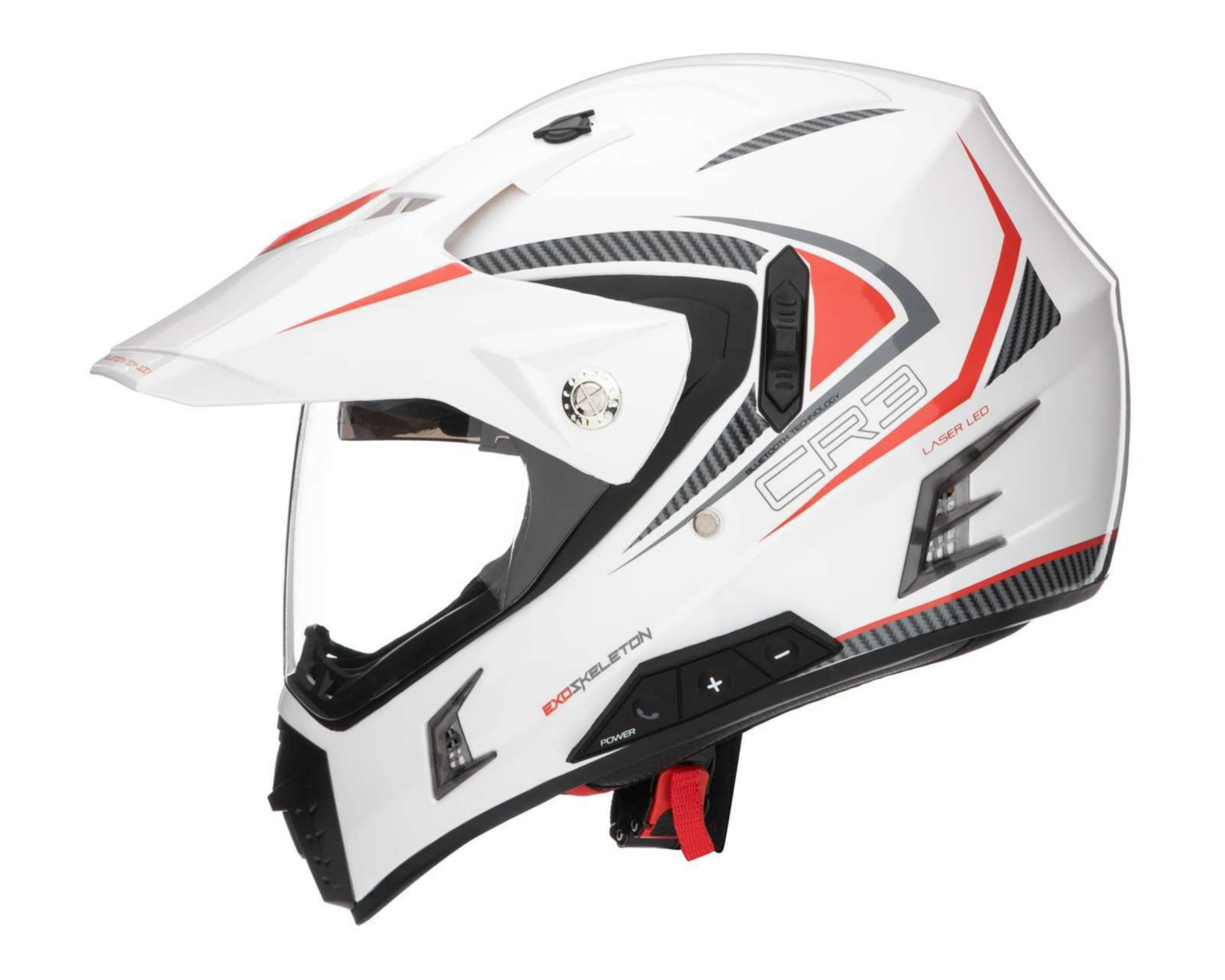 Foto 2 | Casco para Motociclista Exoskeleto Grande con Bluetooth Blanco