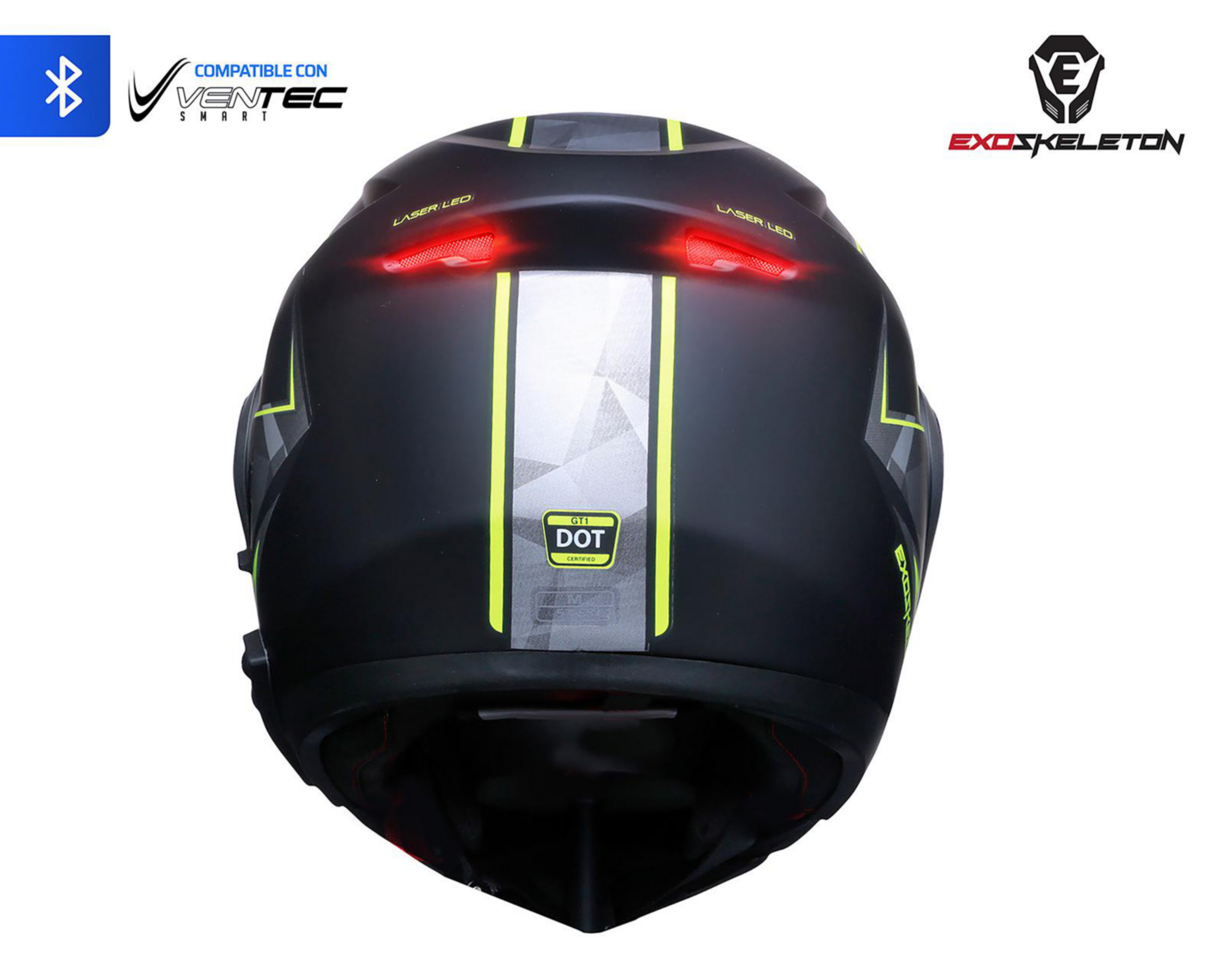 Foto 4 pulgar | Casco para Motociclista Exoskeleton Grande con Bluetooth Negro