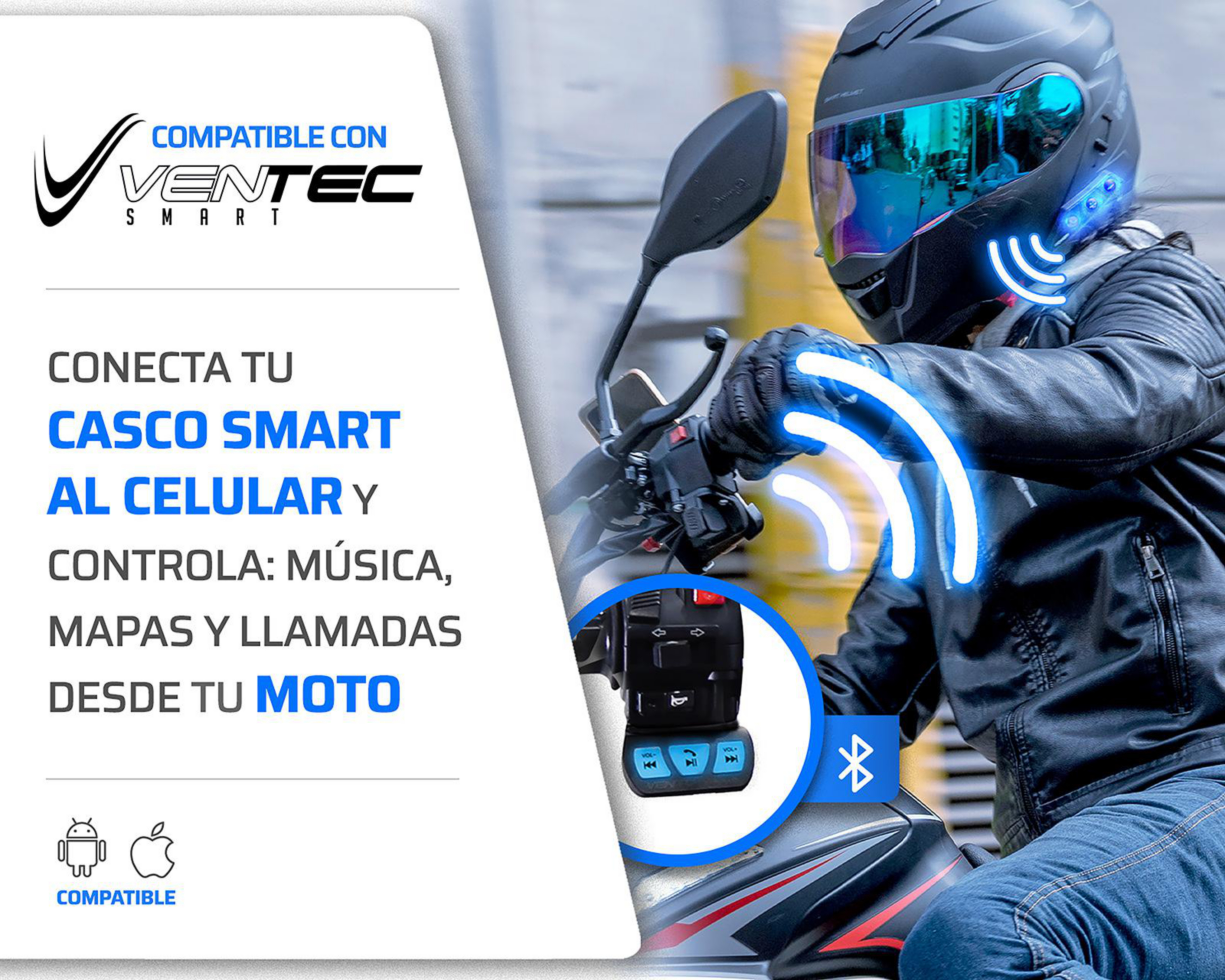 Foto 6 pulgar | Casco para Motociclista Exoskeleton Grande con Bluetooth Negro