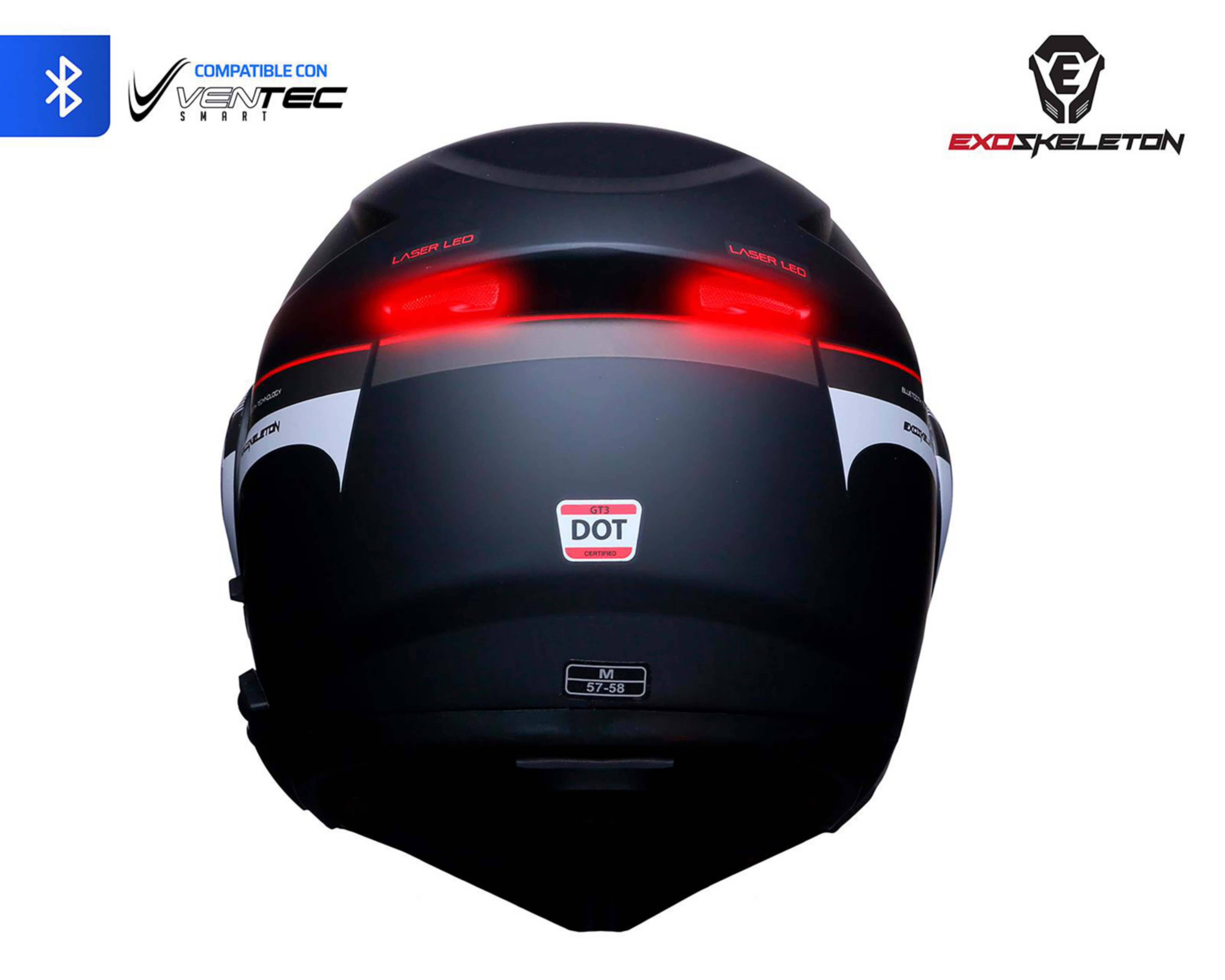 Foto 4 pulgar | Casco para Motociclista Exoskeleton Mediano con Bluetooth Negro