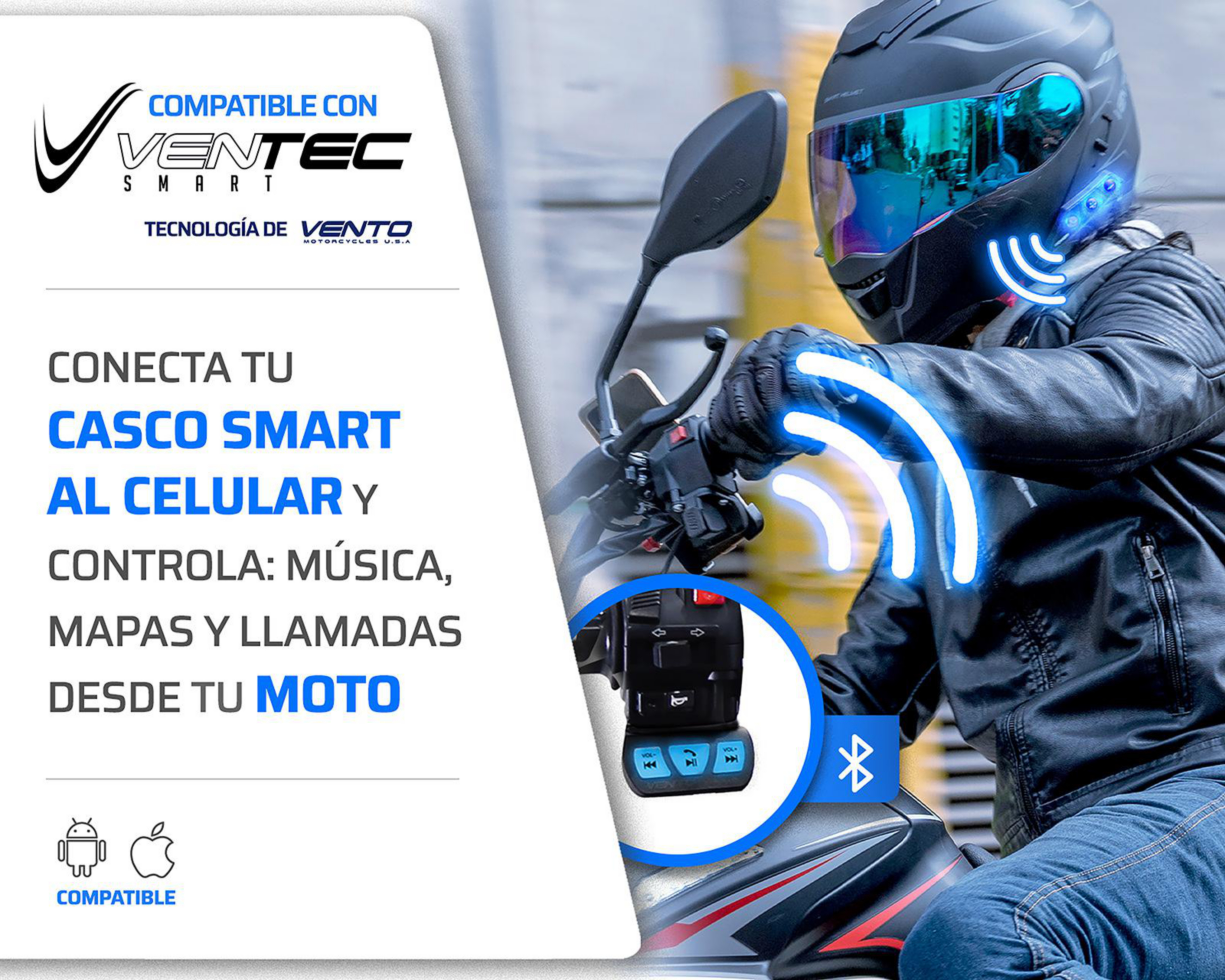 Foto 6 pulgar | Casco para Motociclista Exoskeleton Mediano con Bluetooth Negro