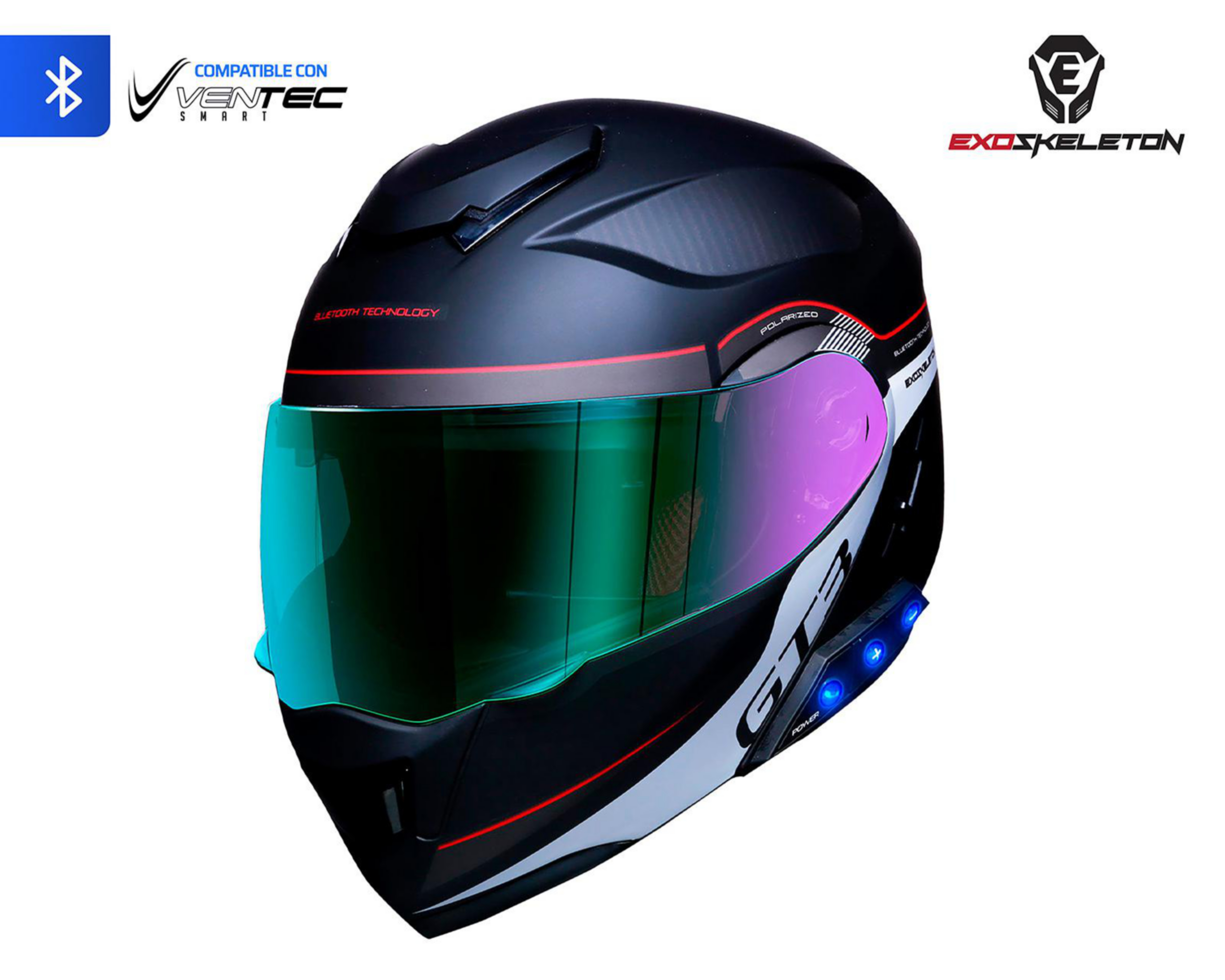 Foto 2 | Casco para Motociclista Exoskeleton Grande Negro