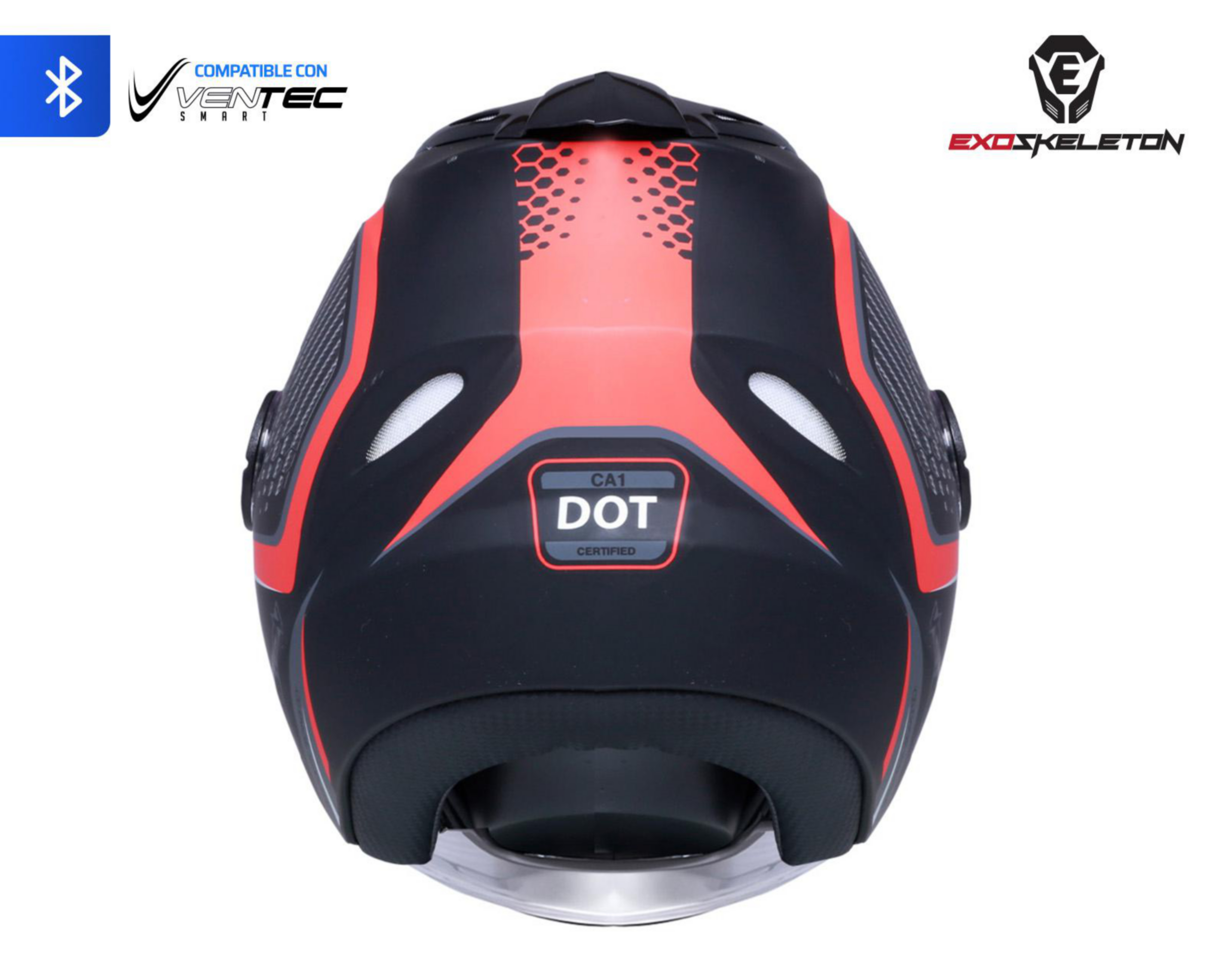 Foto 4 pulgar | Casco para Motociclista Exoskeleton Grande con Bluetooth Negro