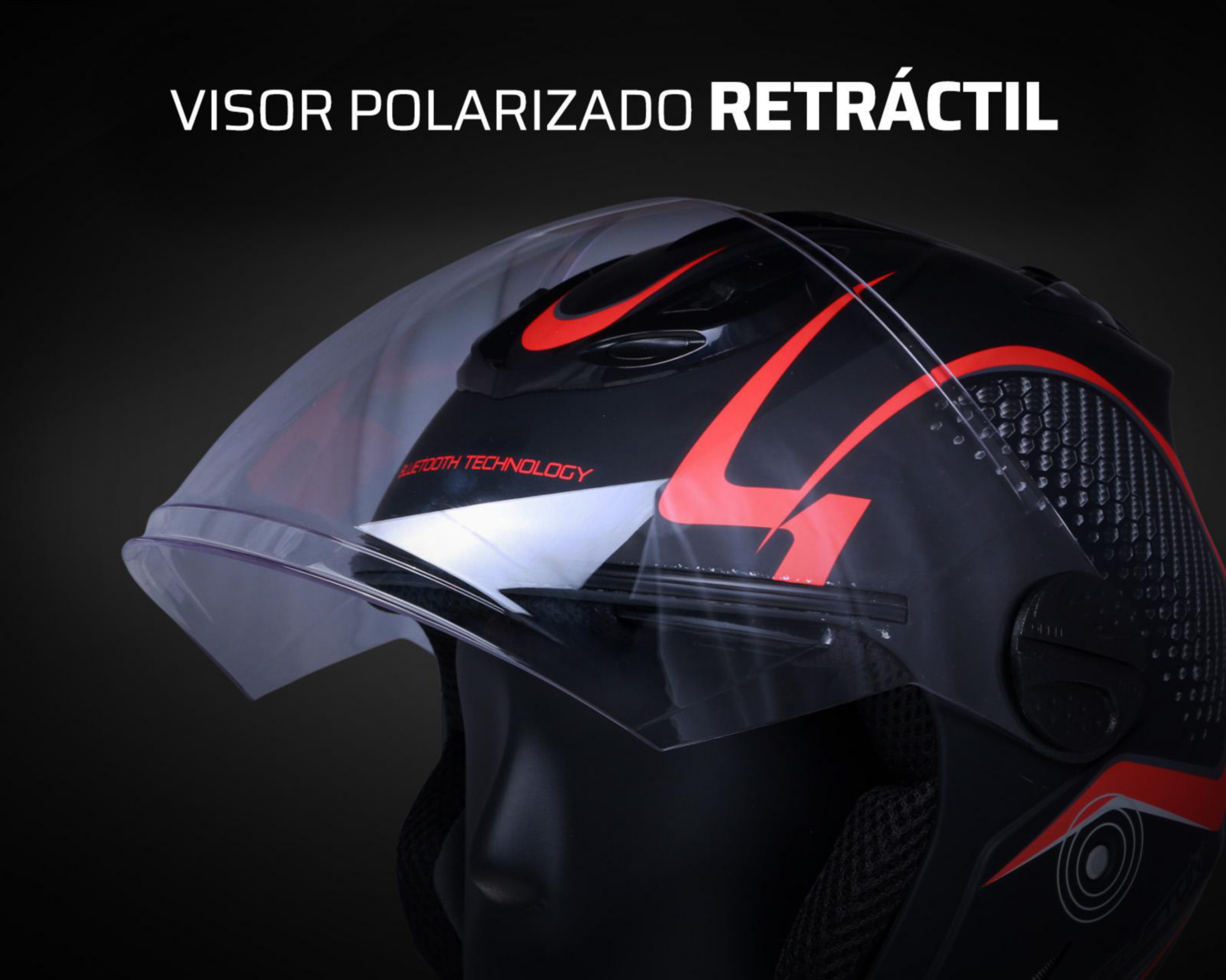 Foto 9 pulgar | Casco para Motociclista Exoskeleton Grande con Bluetooth Negro