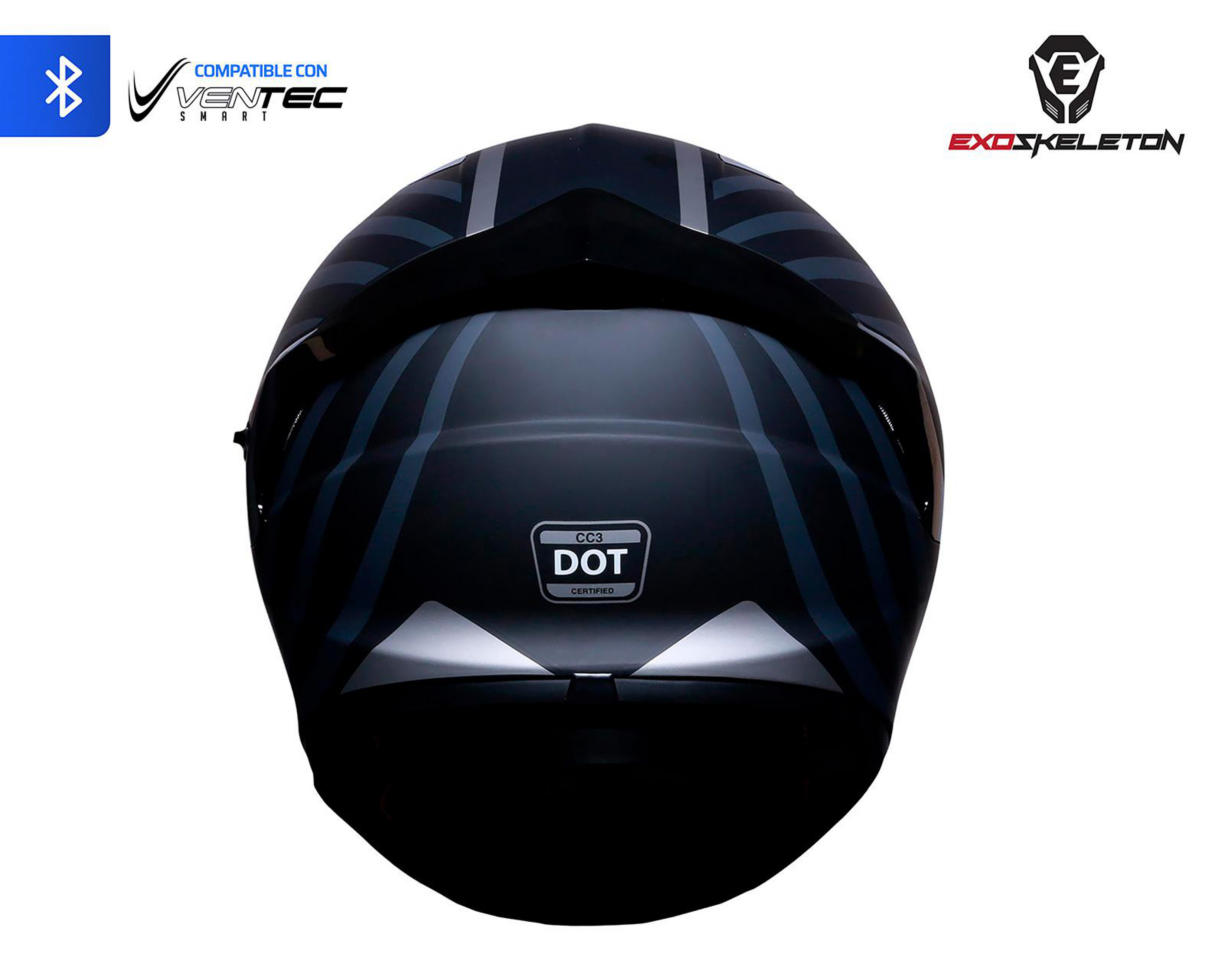 Foto 4 pulgar | Casco para Motociclista Exoskeleton Mediano con Bluetooth Negro