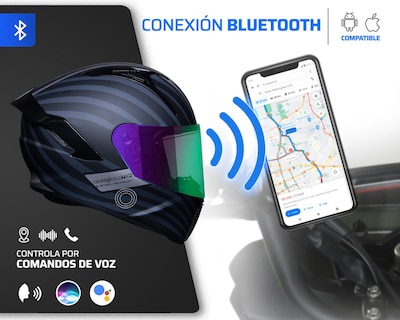 Foto 4 | Casco para Motociclista Exoskeleton Mediano con Bluetooth Negro