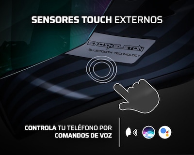 Foto 7 | Casco para Motociclista Exoskeleton Mediano con Bluetooth Negro