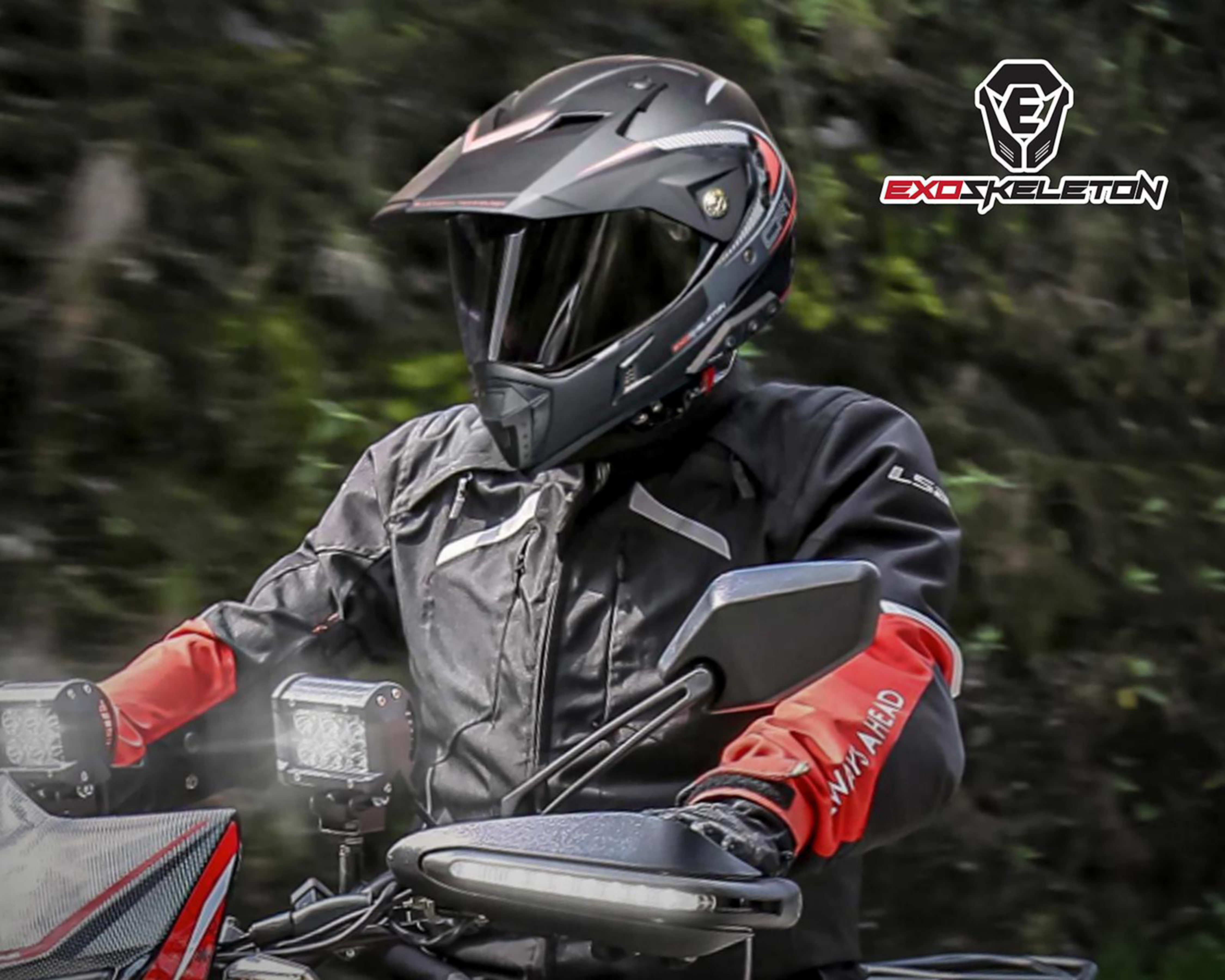 Foto 10 pulgar | Casco para Motociclista Exoskeleton Mediano con Bluetooth Negro