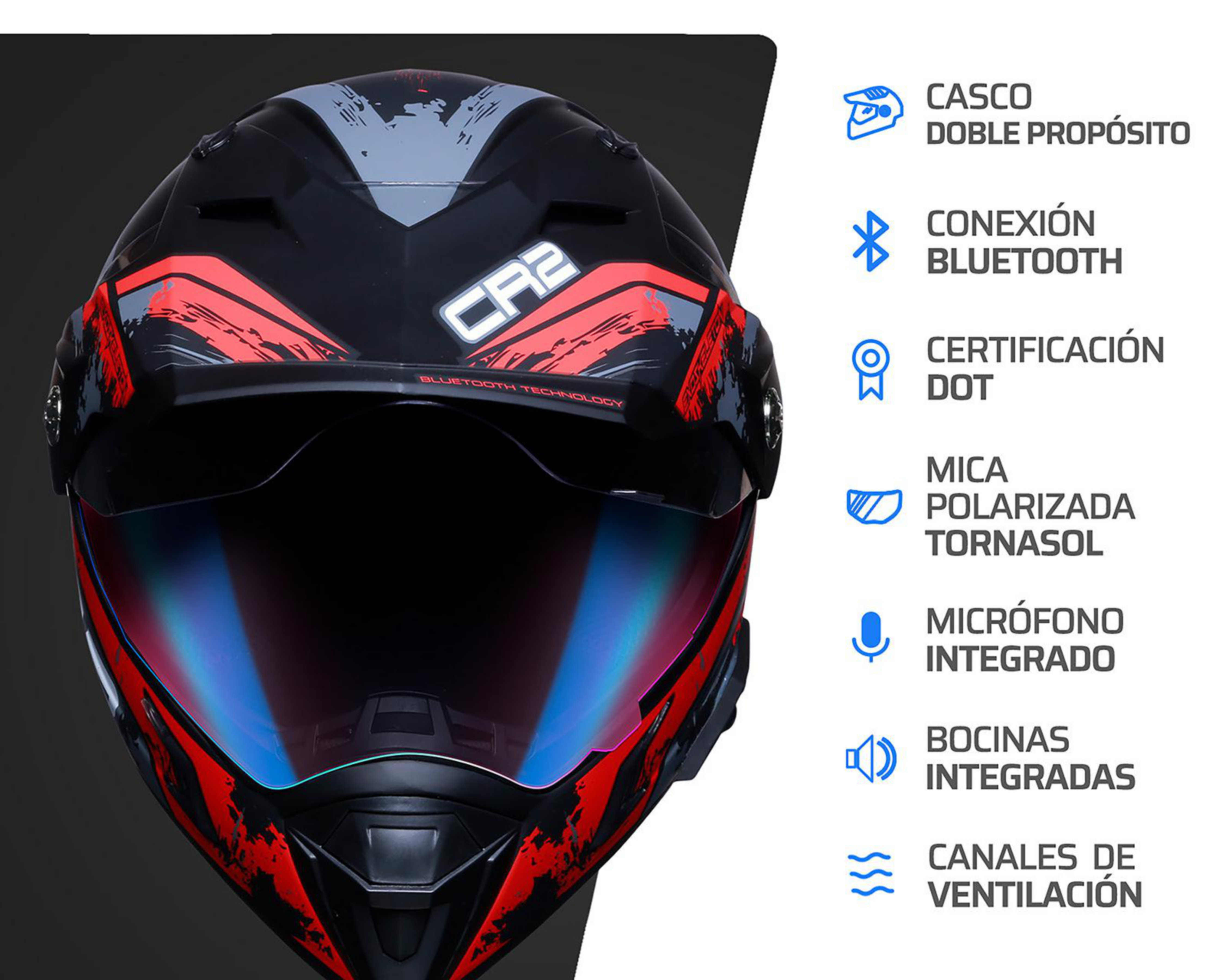 Foto 6 | Casco para Motociclista Exoskeleton Mediano Negro