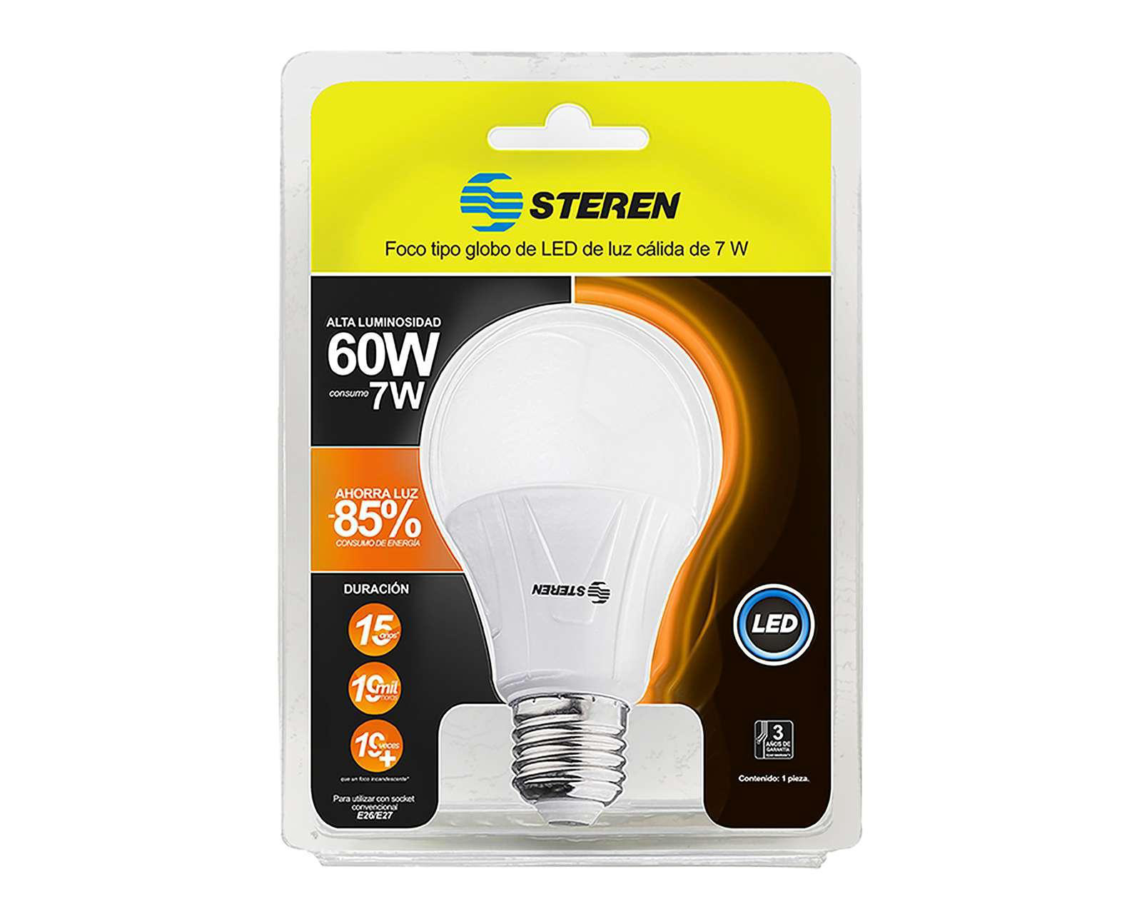 Foco Led Steren Globo 7 W Luz Cálida $39