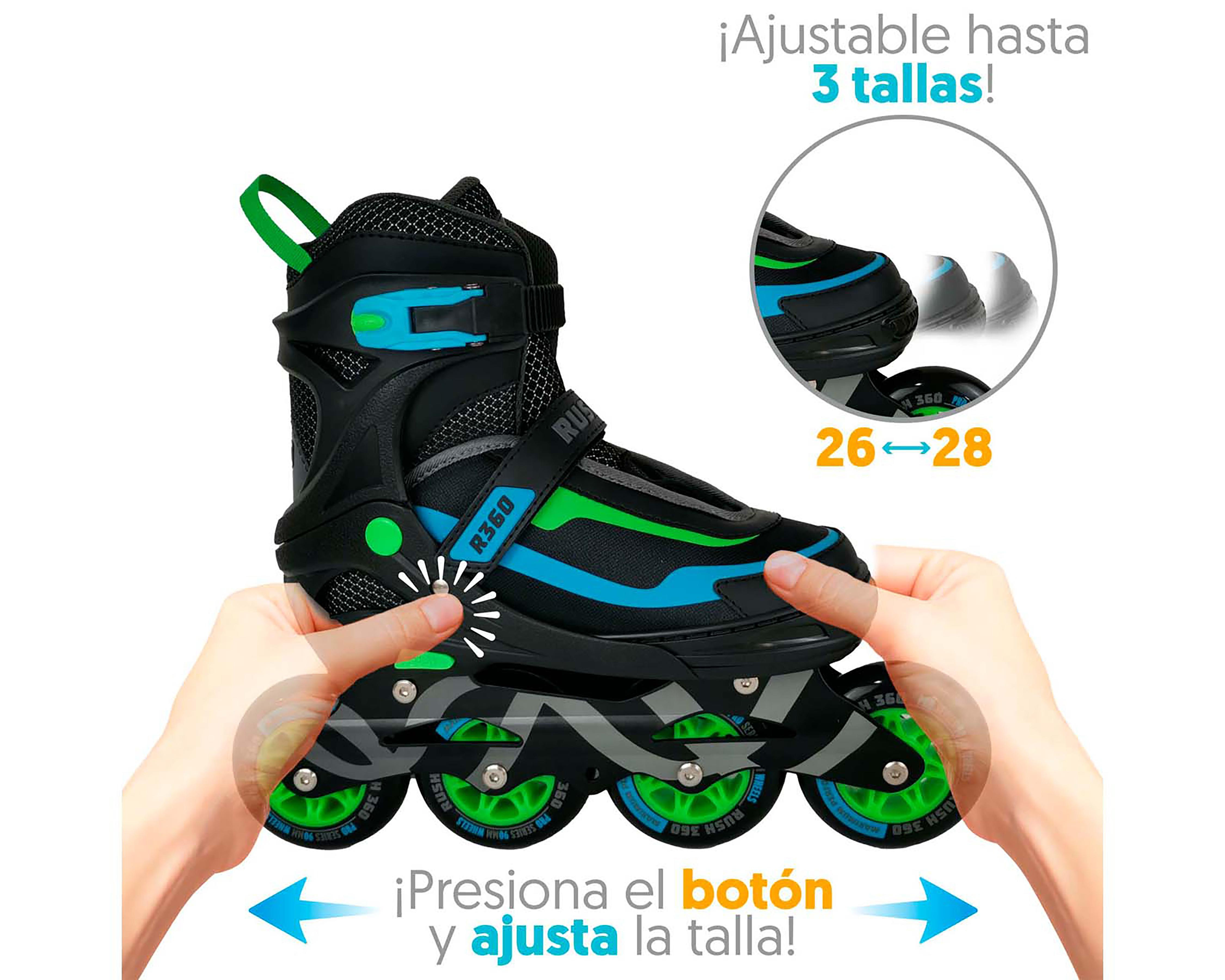 Foto 3 pulgar | Patines Apache Rush 360 A-SKFW-M Negros Talla L 26-28