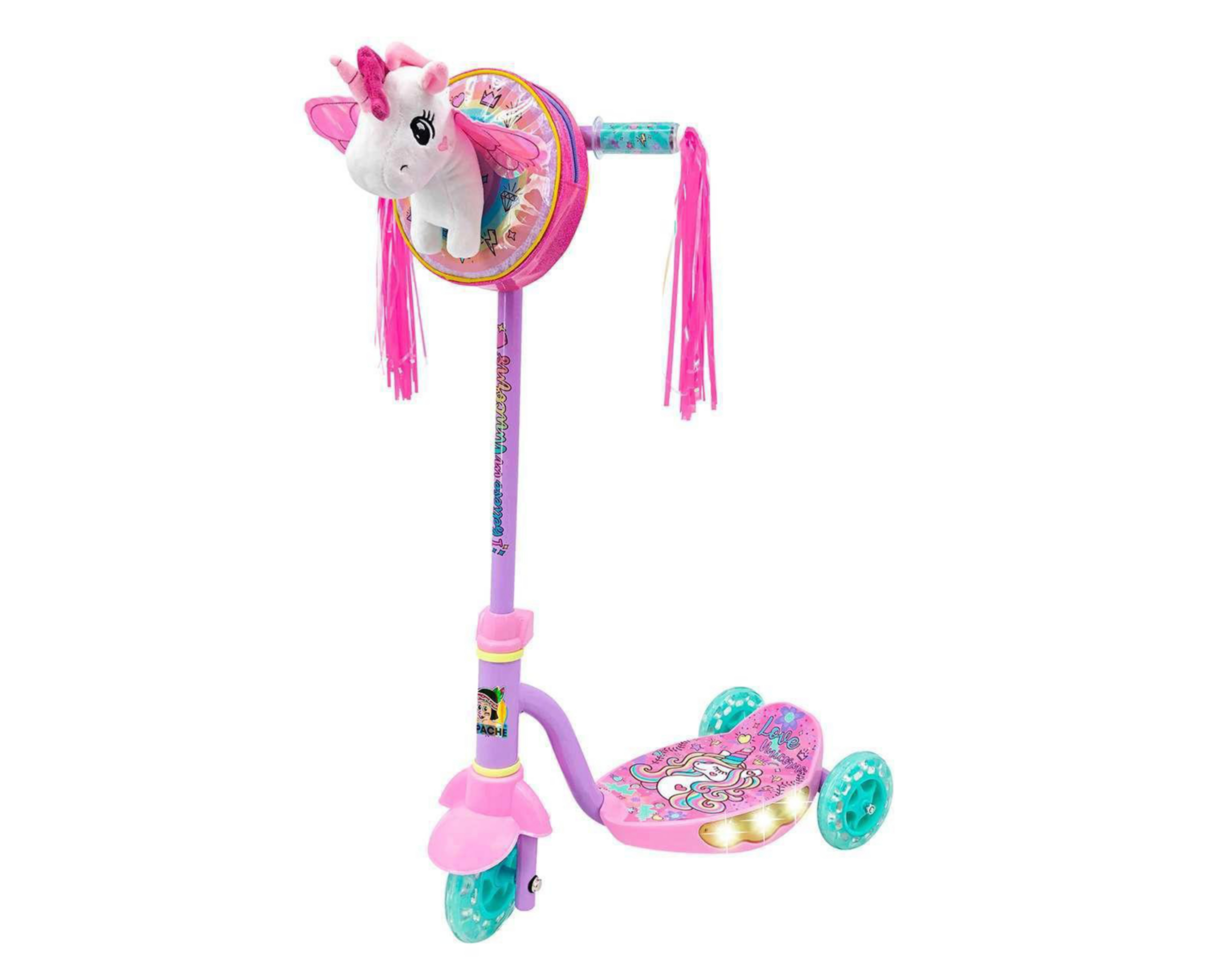 Scooter Flying Wheel Rush Girl Unicorn con Luces