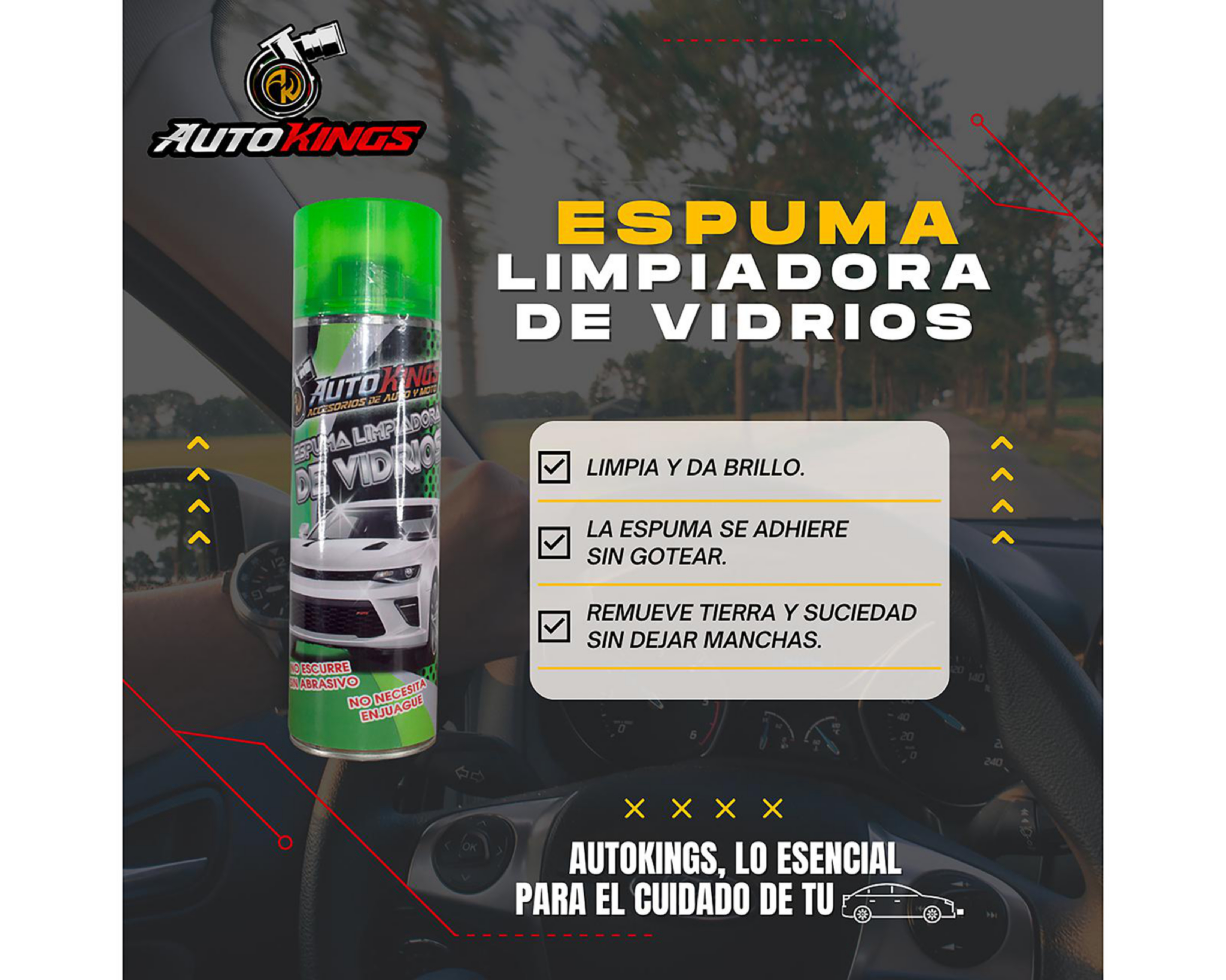 Foto 3 pulgar | Espuma Limpiadora de Vidrios Autokings 530 ml