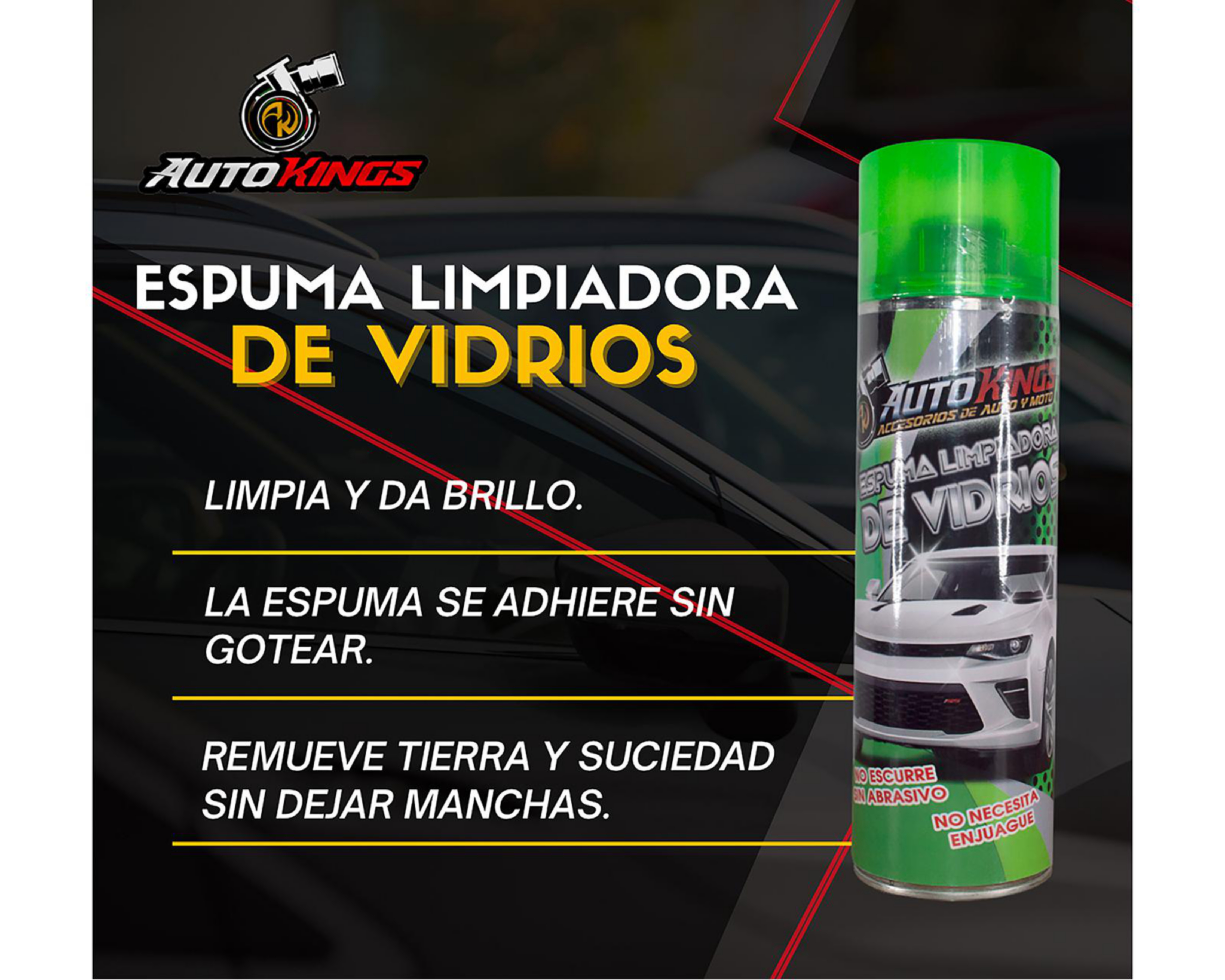 Foto 4 pulgar | Espuma Limpiadora de Vidrios Autokings 530 ml