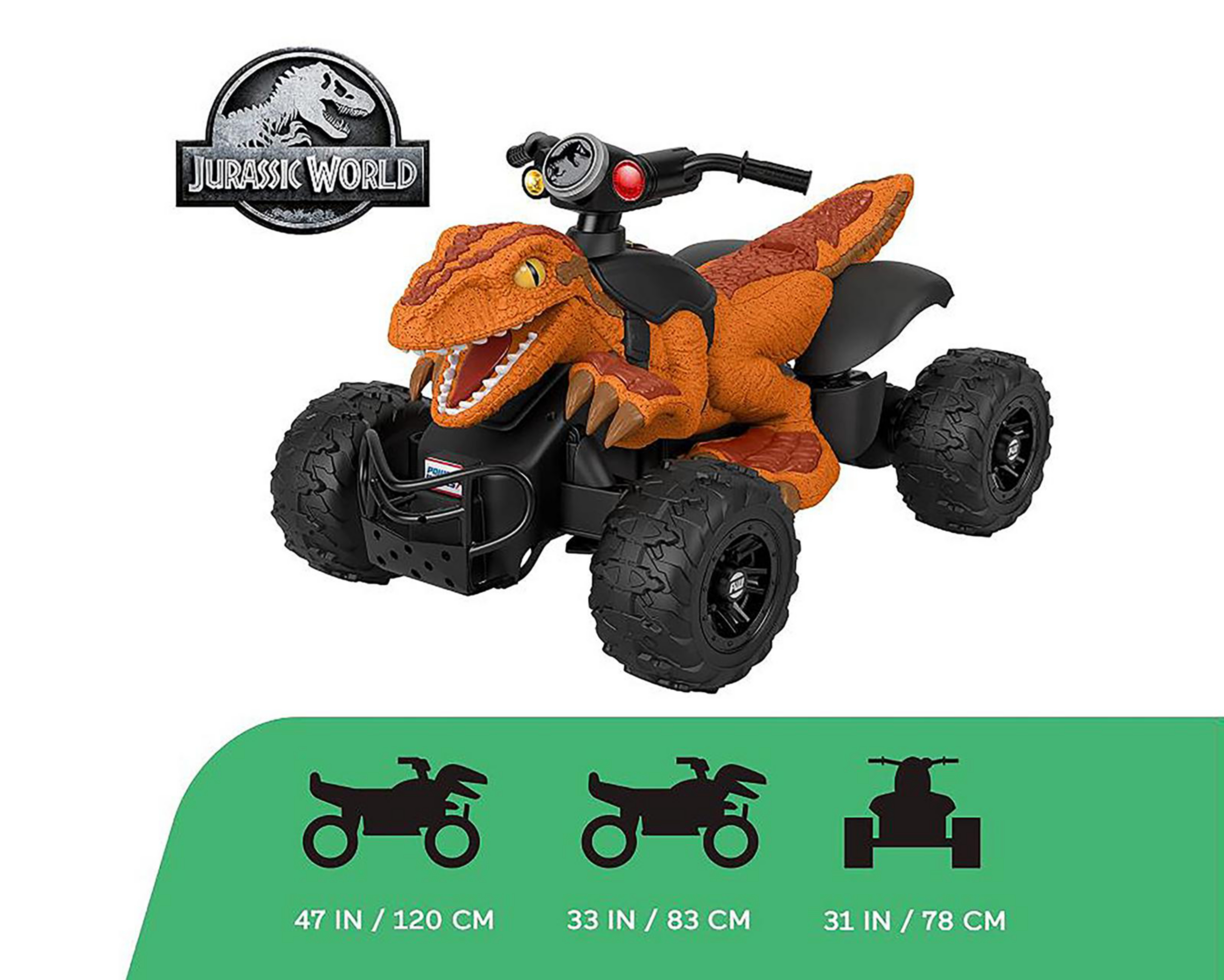 Foto 3 pulgar | Montable Eléctrico Fisher Price Jurassic World Racer Anaranjado