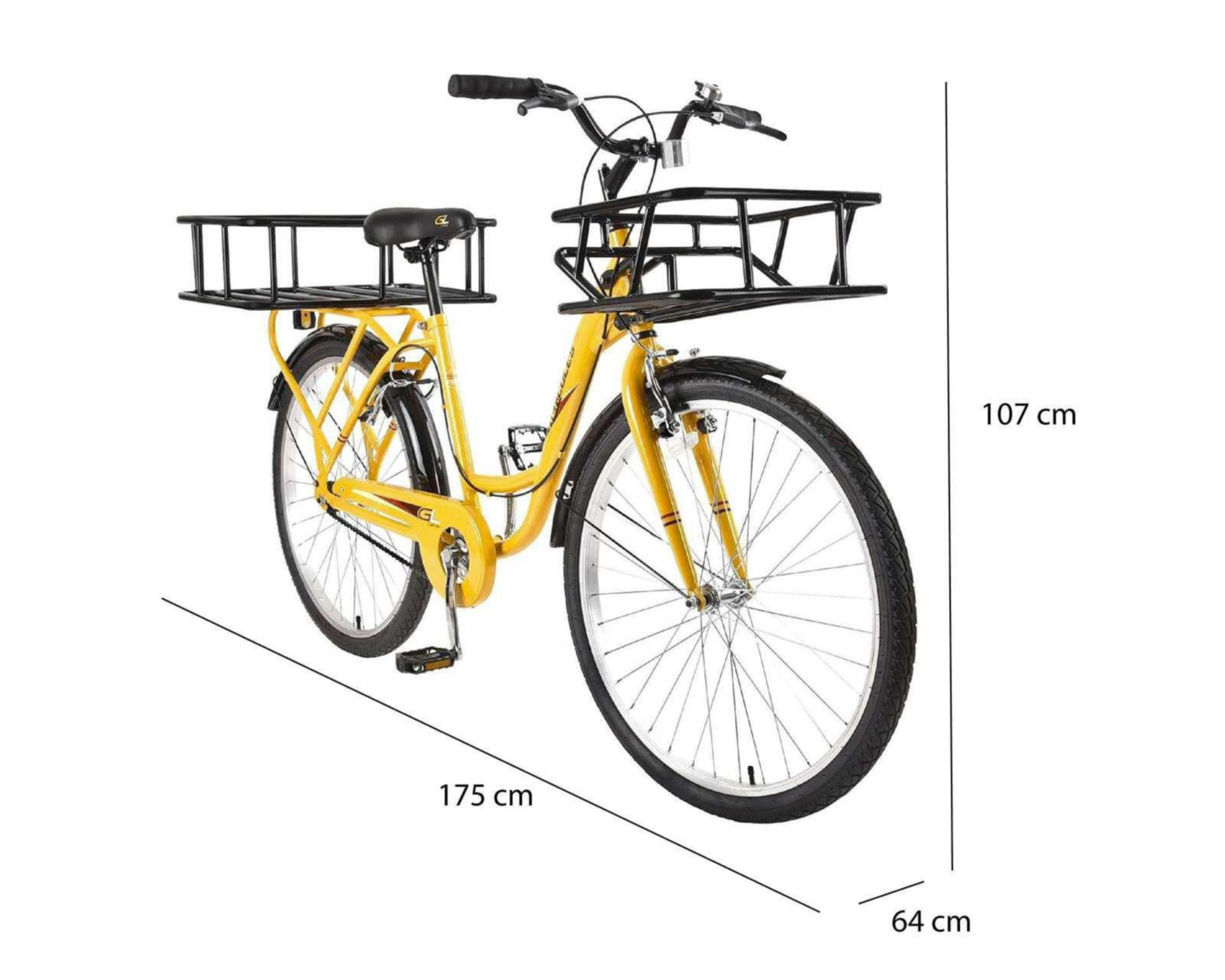 Foto 5 | Bicicleta Urbana GL California Cargo 26" Amarilla