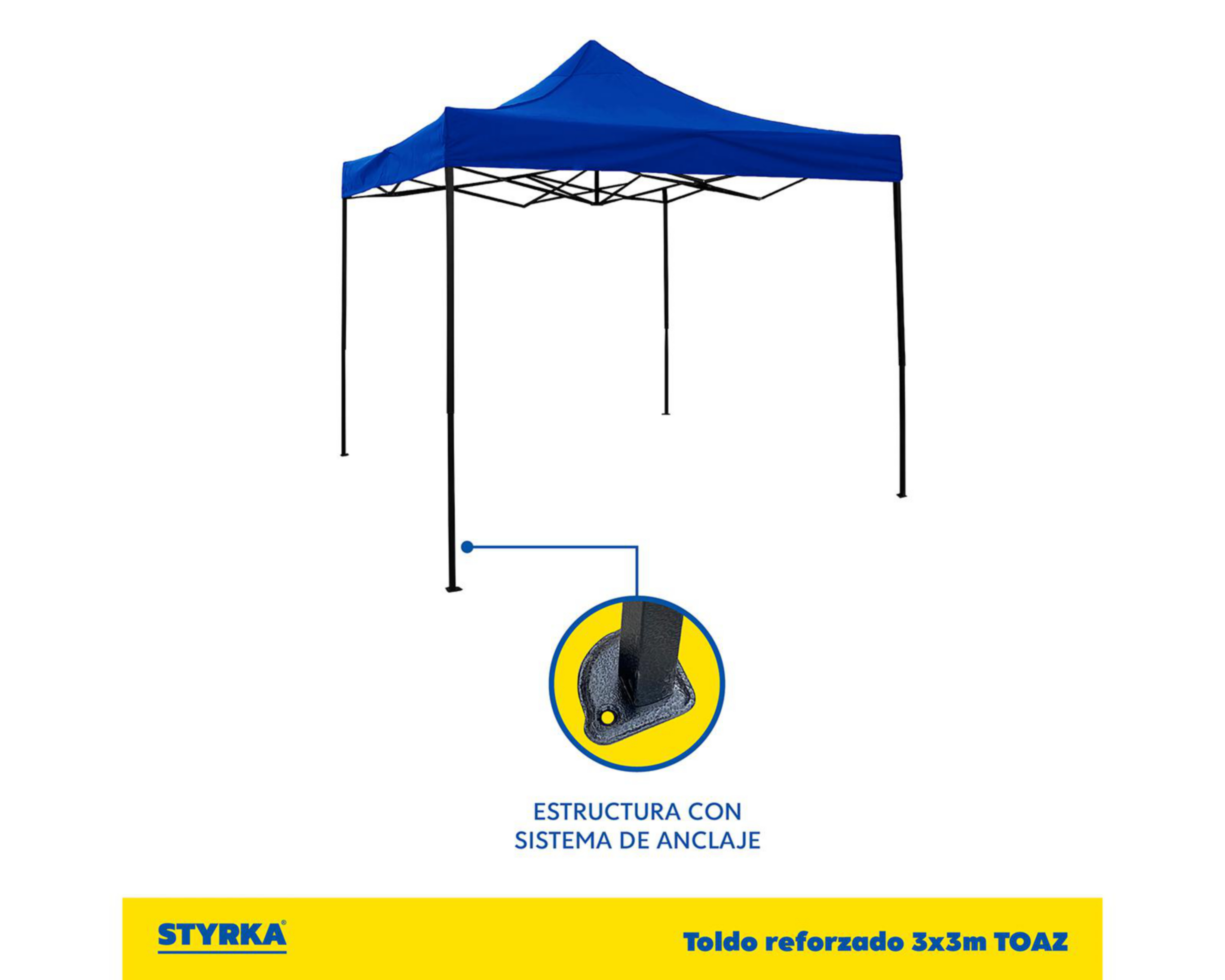 Foto 3 pulgar | Toldo Styrka Altura Ajustable Azul 3 x 3 m