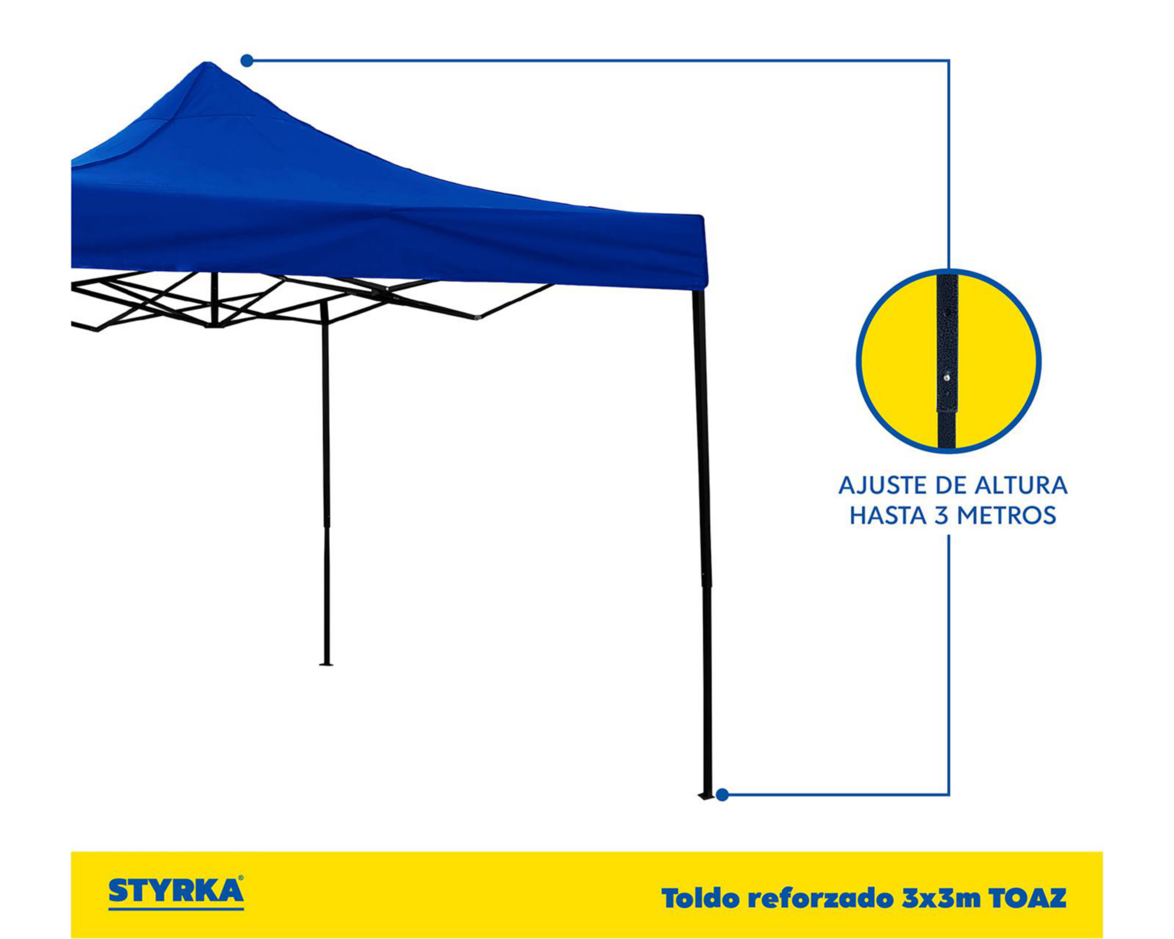 Foto 4 pulgar | Toldo Styrka Altura Ajustable Azul 3 x 3 m