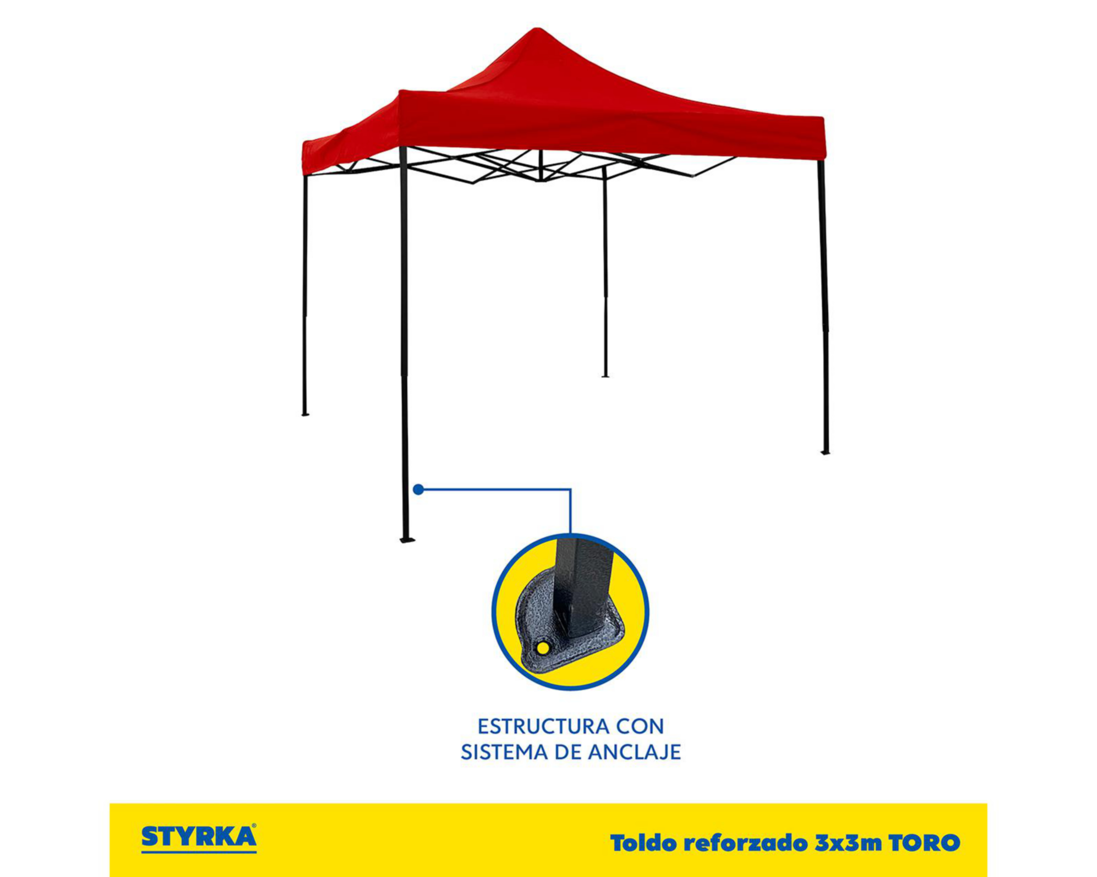 Foto 3 pulgar | Toldo Styrka Altura Ajustable Rojo 3 x 3 m