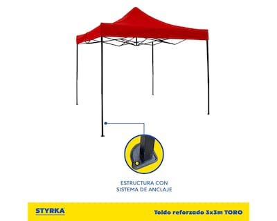 Foto 2 | Toldo Styrka Altura Ajustable Rojo 3 x 3 m