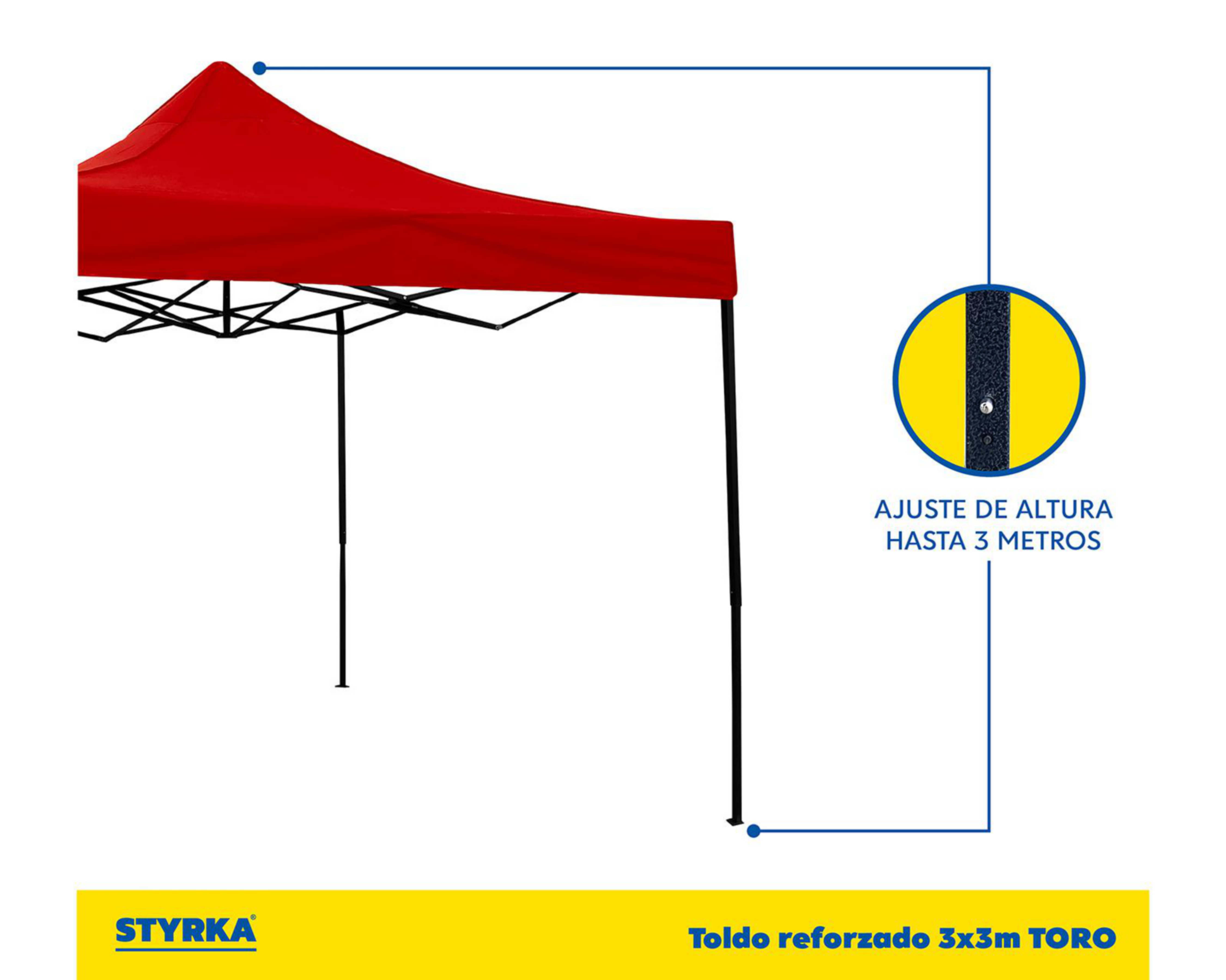 Foto 4 pulgar | Toldo Styrka Altura Ajustable Rojo 3 x 3 m