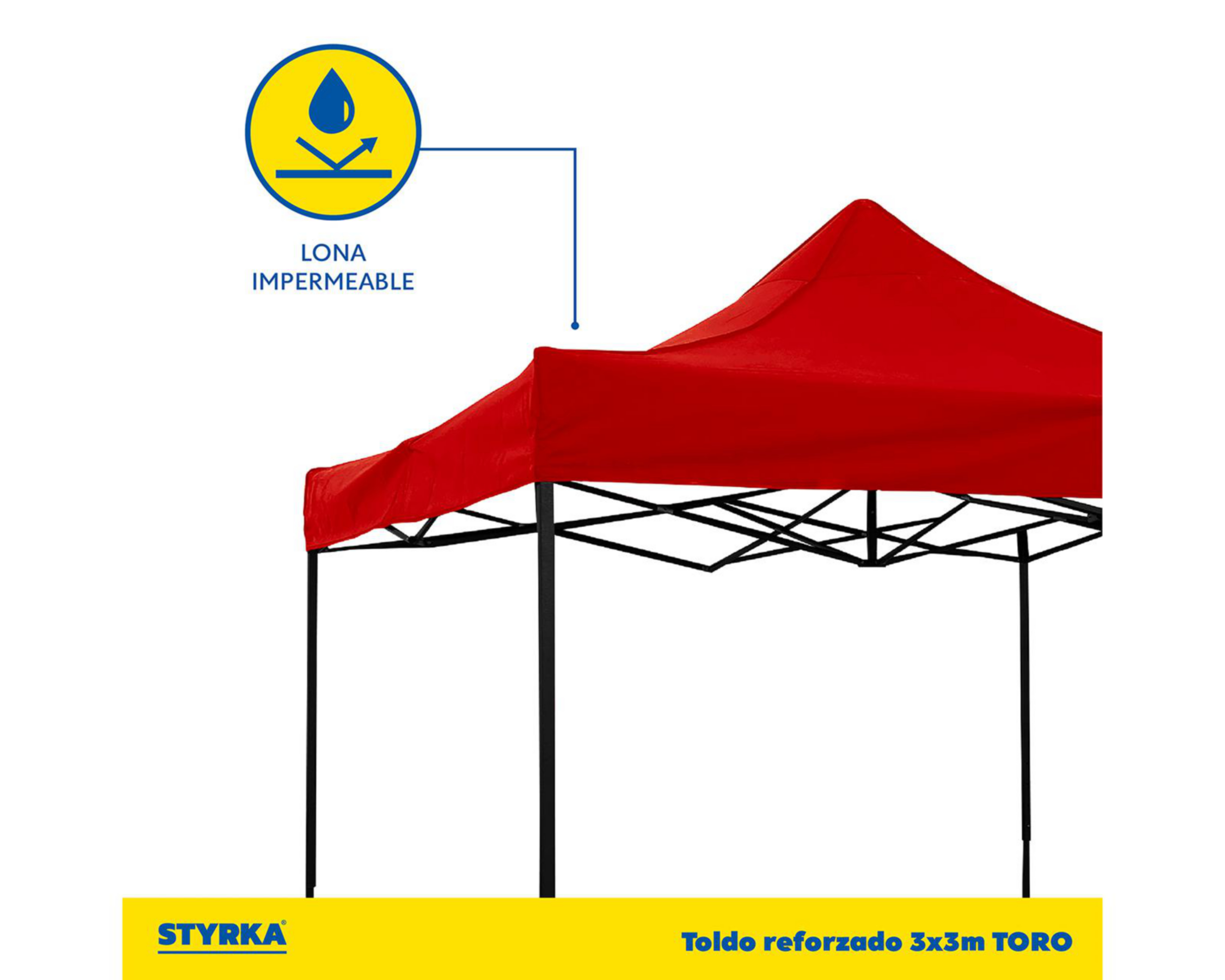 Foto 5 pulgar | Toldo Styrka Altura Ajustable Rojo 3 x 3 m