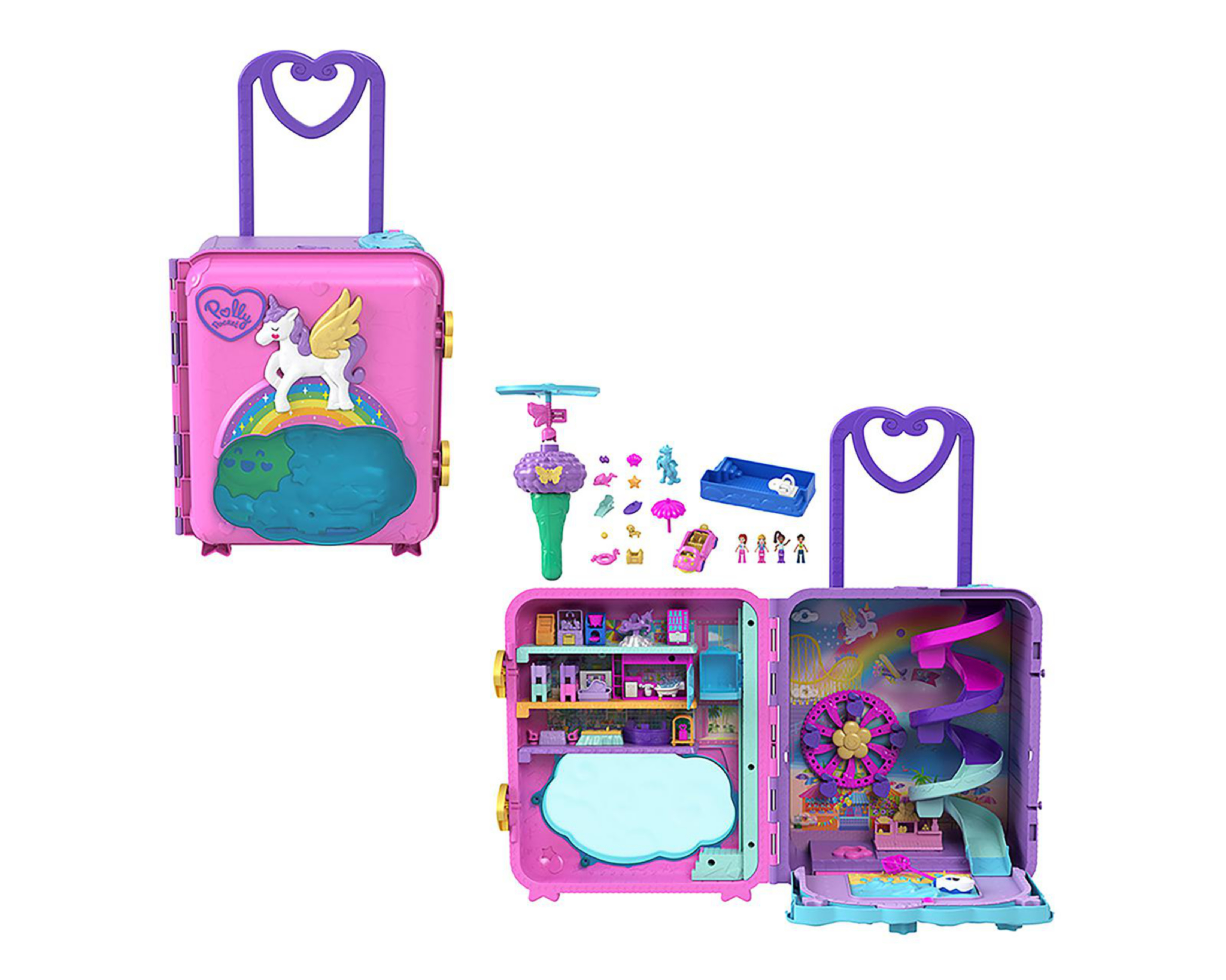 Maleta de Juego Polly Pocket Pollyville Resort Roll Away Rosa