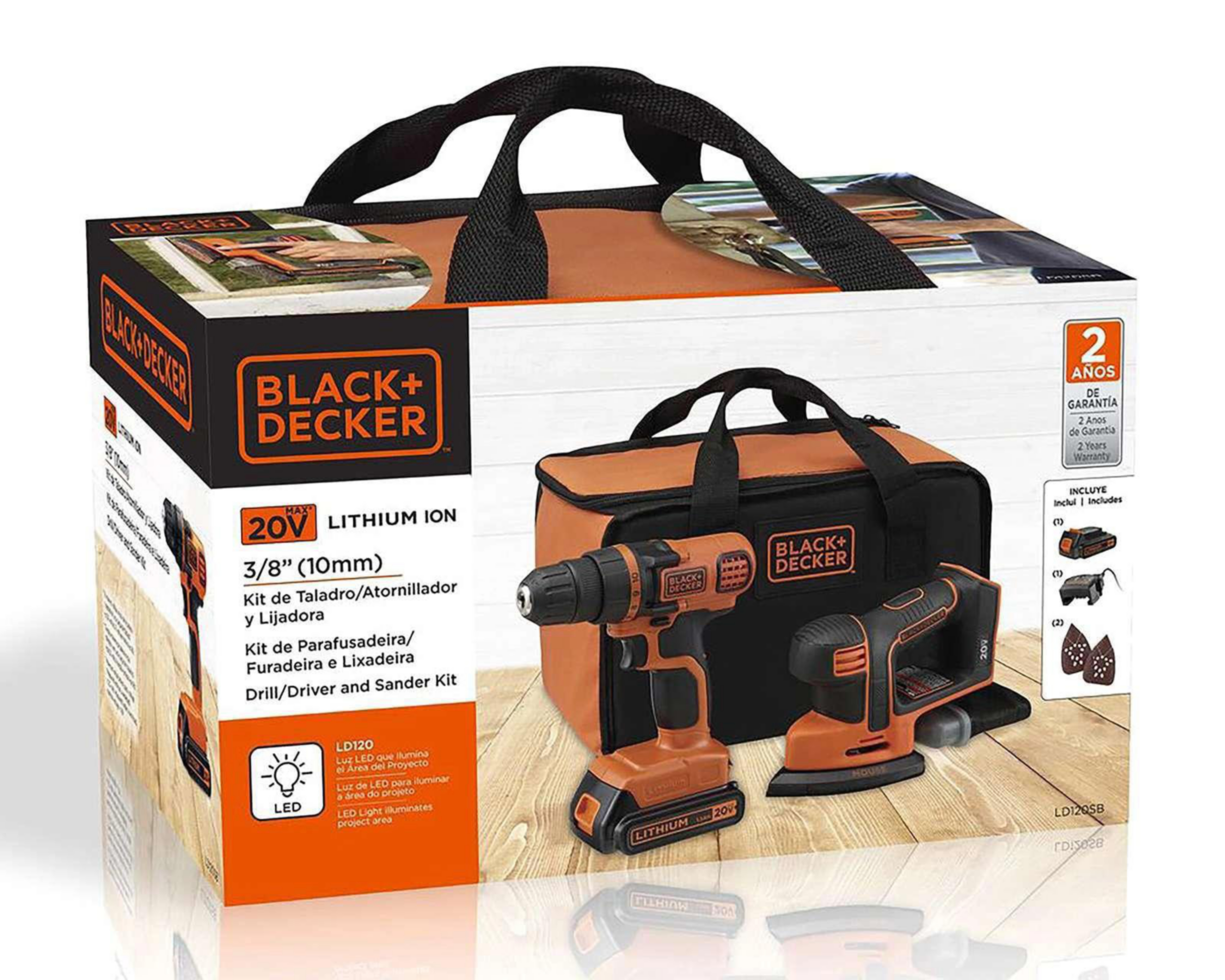 Foto 9 | Taladro Atornillador y Lijadora Inalámbrica Black+Decker LD120SB 20 V