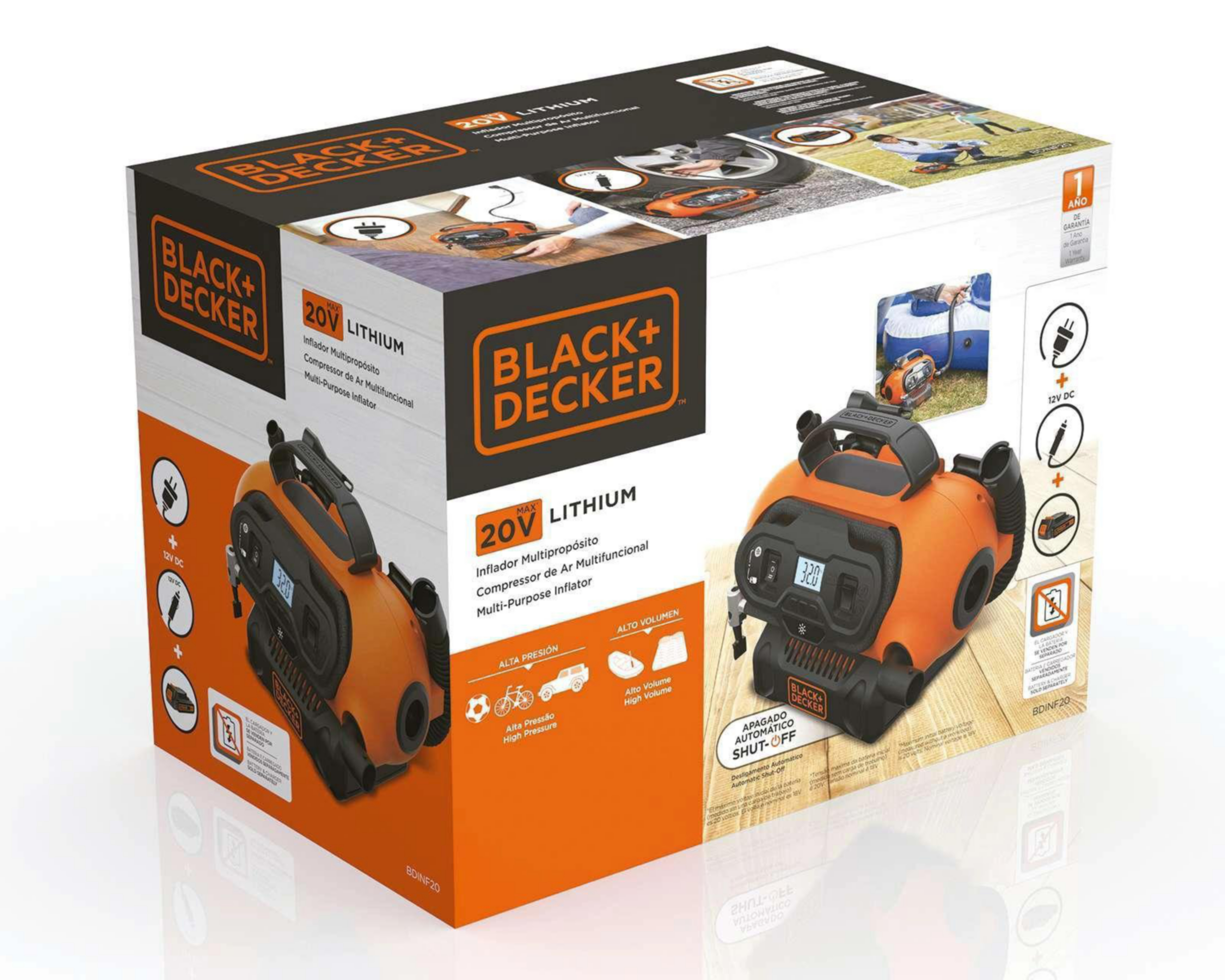 Foto 8 | Inflador Multipropósito Digital Black+Decker BDINF20