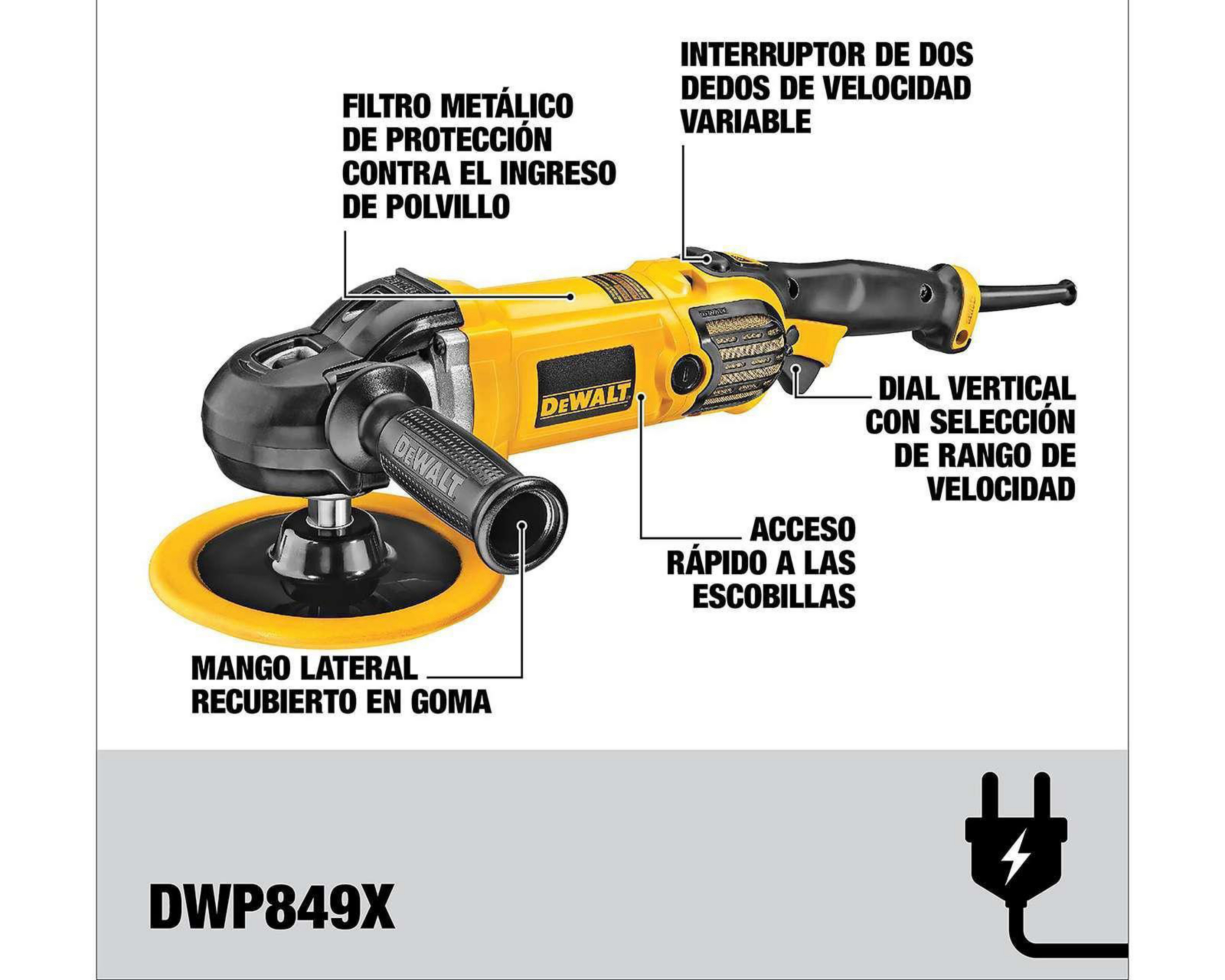 Foto 7 pulgar | Pulidora Lijadora Dewalt DWP849X-B3 7" Y 9" 1250 W