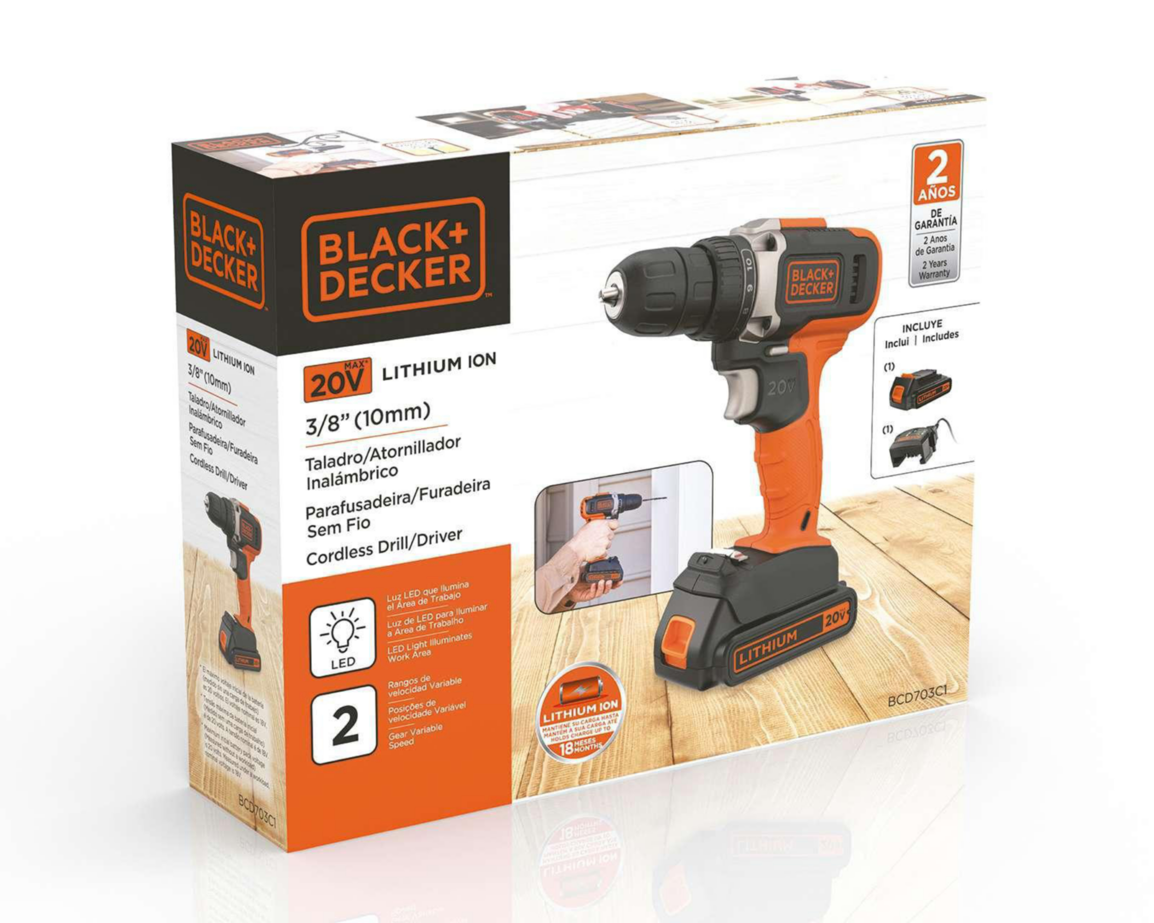 Foto 8 pulgar | Taladro Inalámbrico Black+Decker BCD703C1-B3 20V