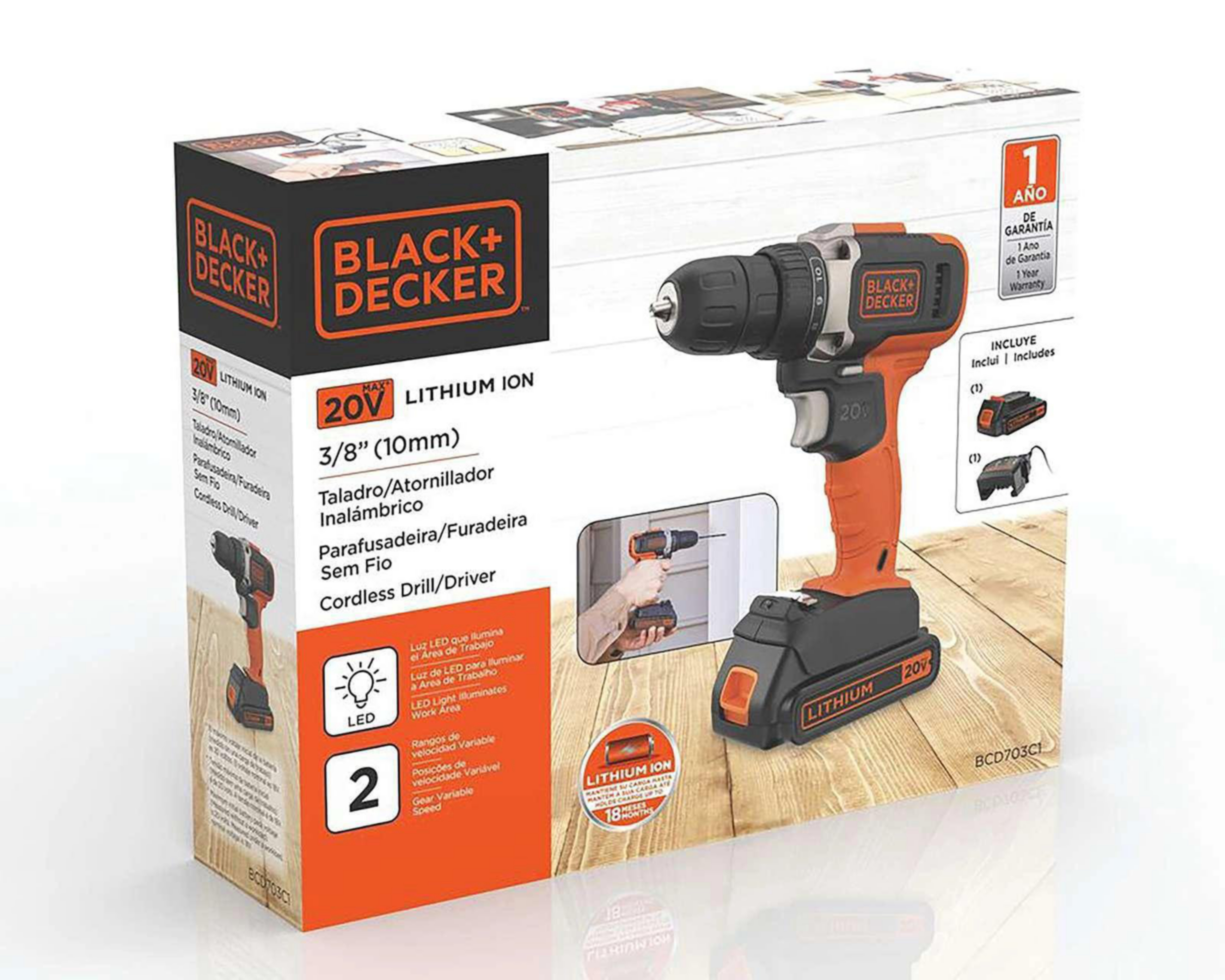 Foto 10 pulgar | Taladro Inalámbrico Black+Decker BCD703C1-B3 20V
