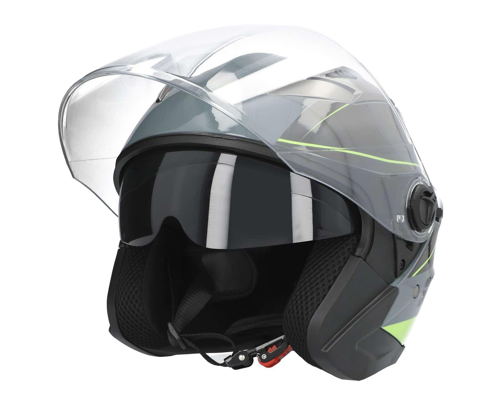 Casco para Motociclista Sleek Extra Grande Gris/Verde