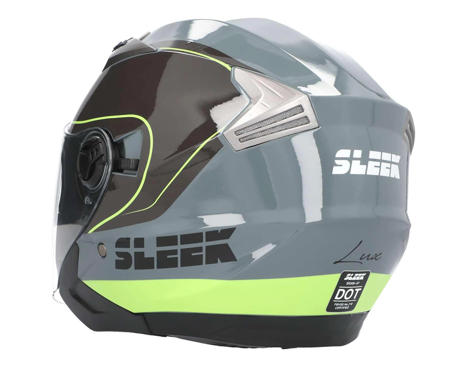 Foto 4 pulgar | Casco para Motociclista Sleek Extra Grande Gris/Verde