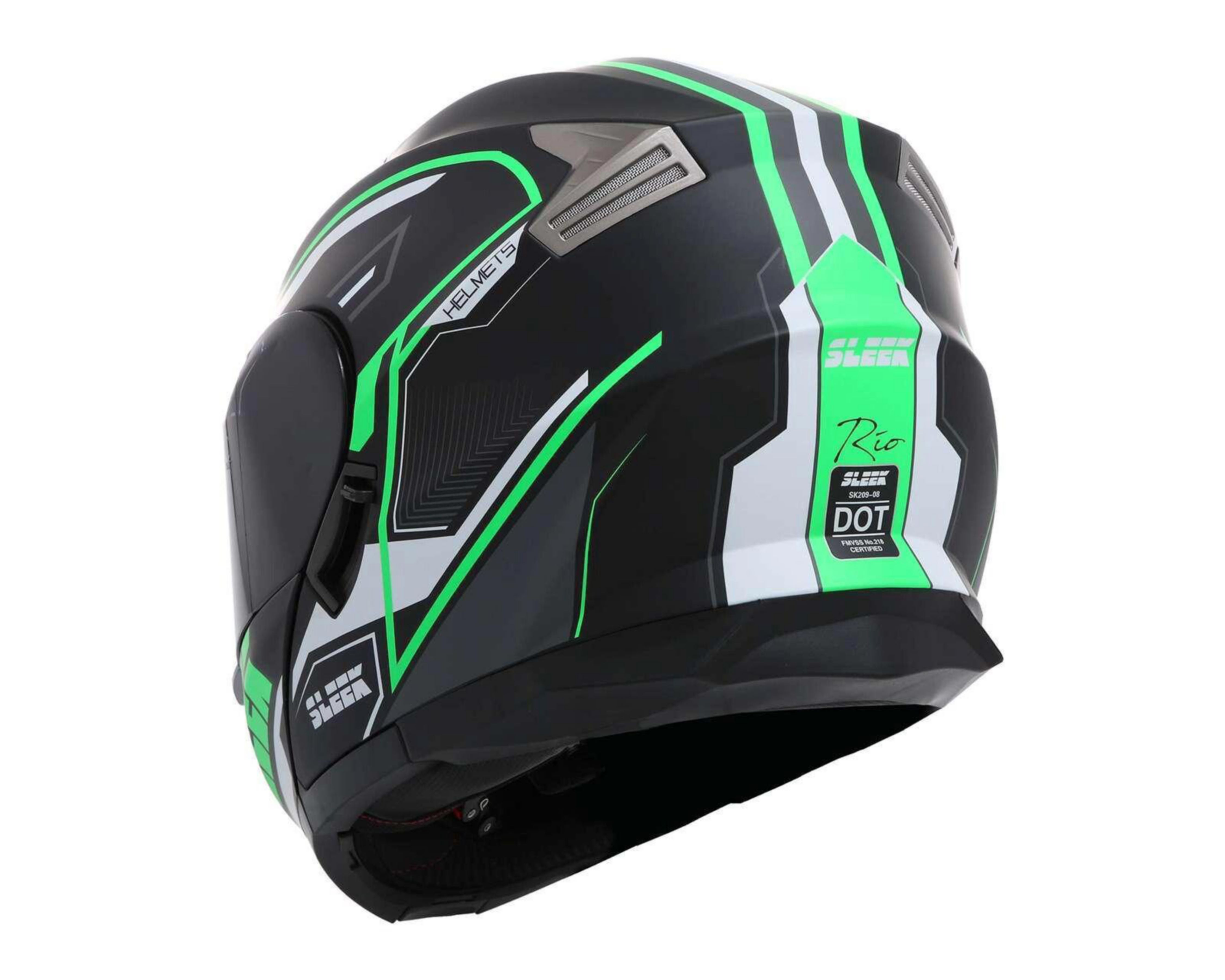 Foto 5 pulgar | Casco para Motociclista Sleek Extragrande Verde