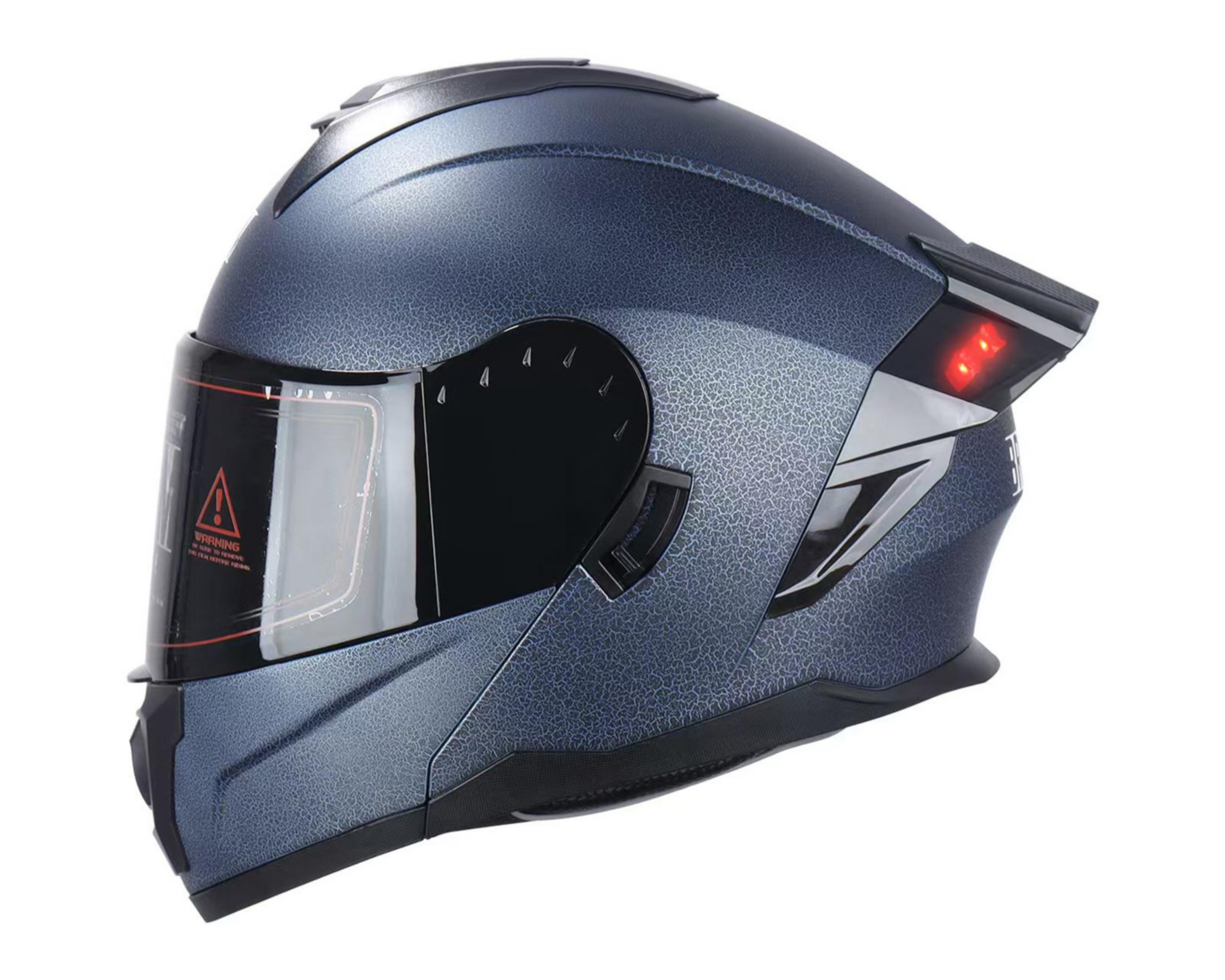 Foto 4 pulgar | Casco para Motociclista Brumm Mediano Azul con Luz Led