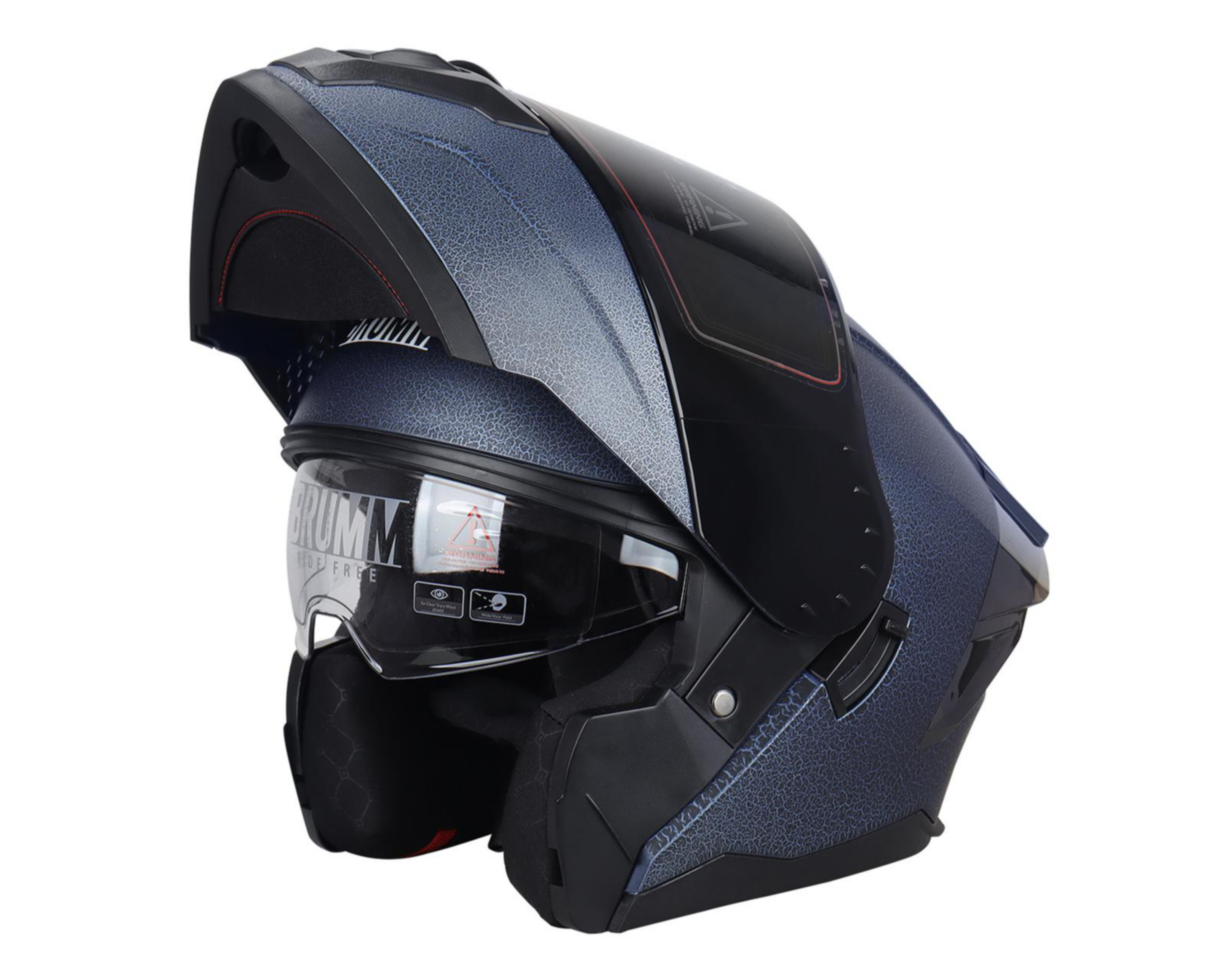 Casco para Motociclista Brumm Grande Azul con Luz Led