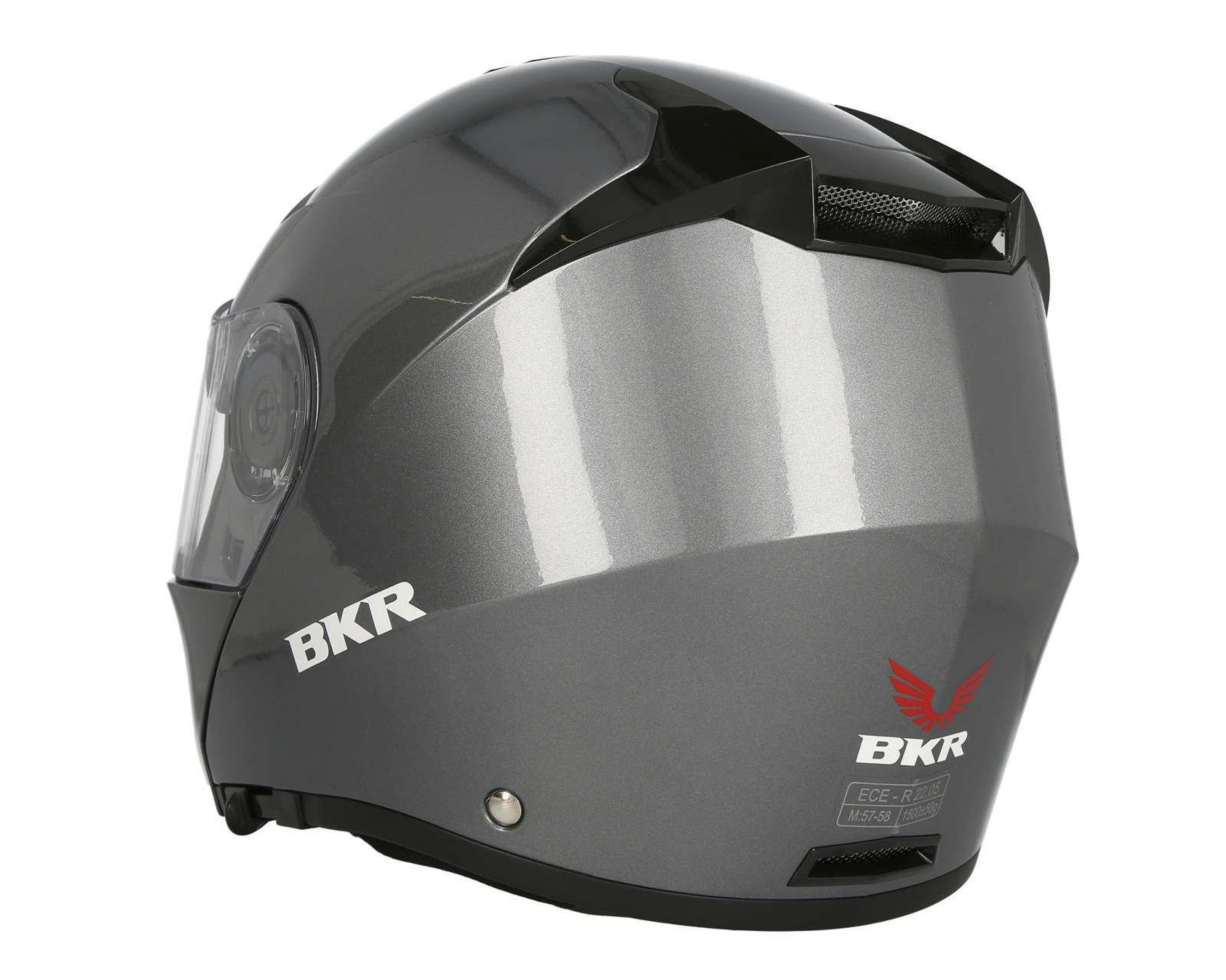 Foto 4 pulgar | Casco para Motociclista BKR Extragrande Gris