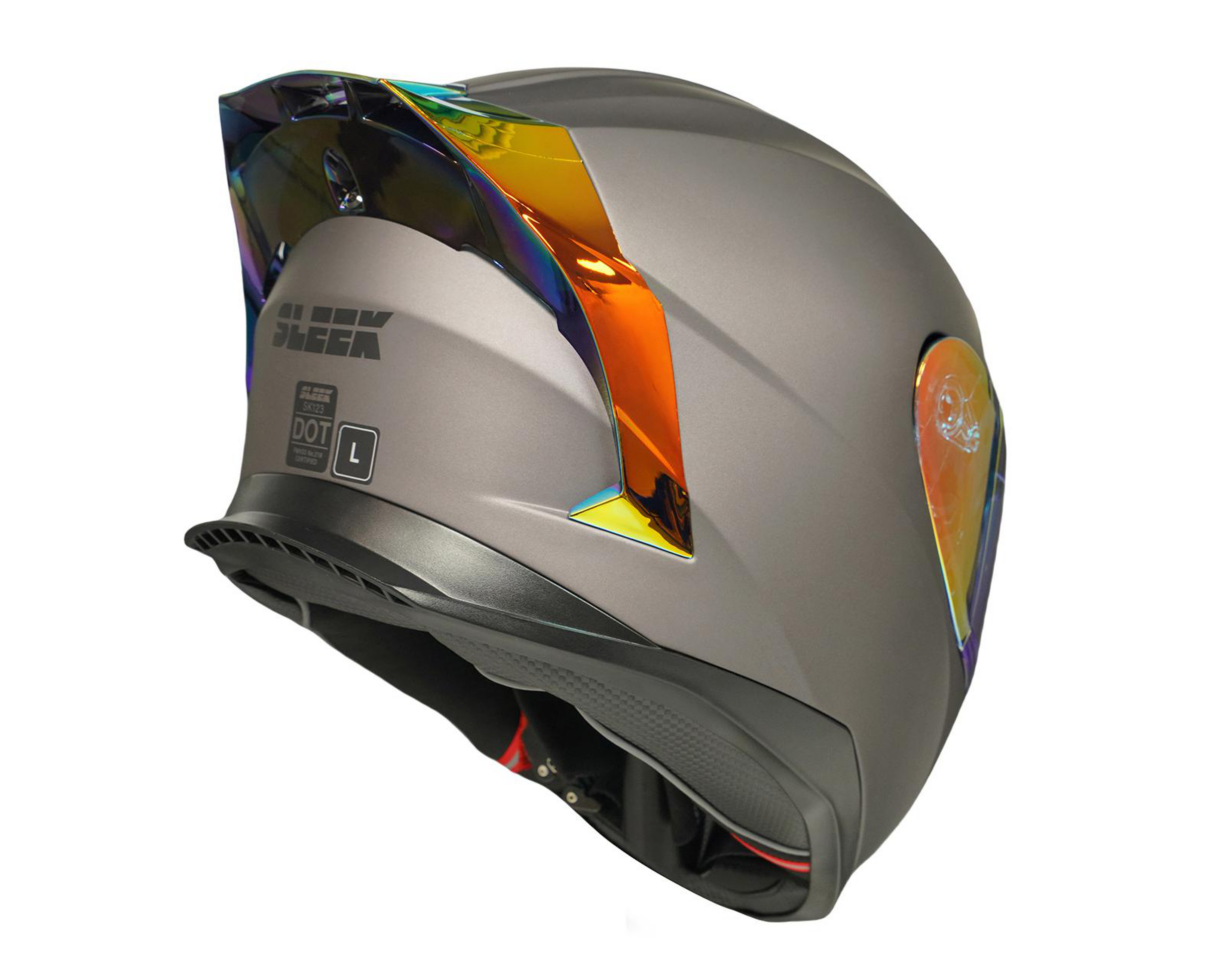 Foto 4 pulgar | Casco para Motociclista Sleek Grande Negro con Doble Visor