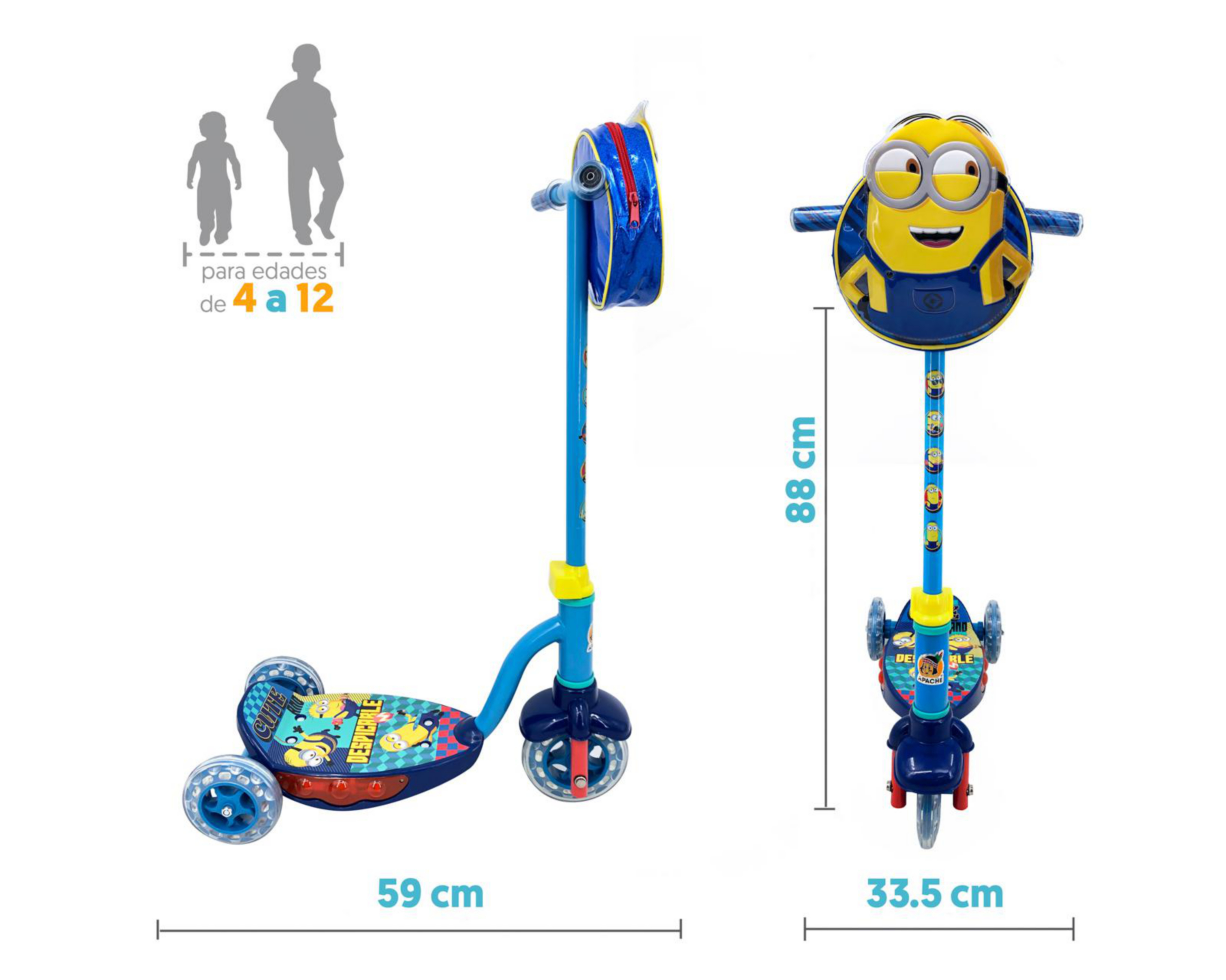 Foto 4 pulgar | Scooter para Niño Apache Minions con Luces